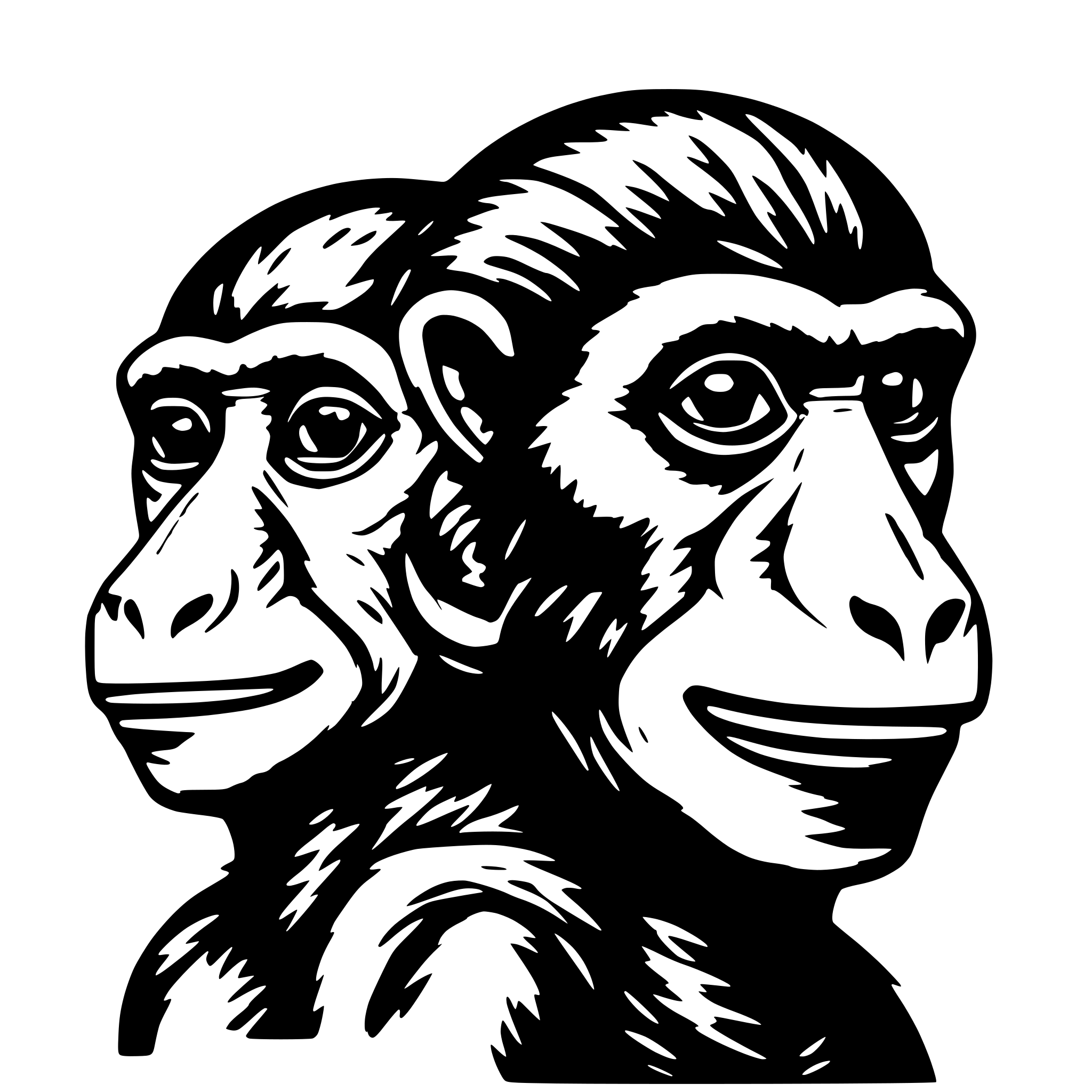 AI-generated SVG of a One monkey with three heads