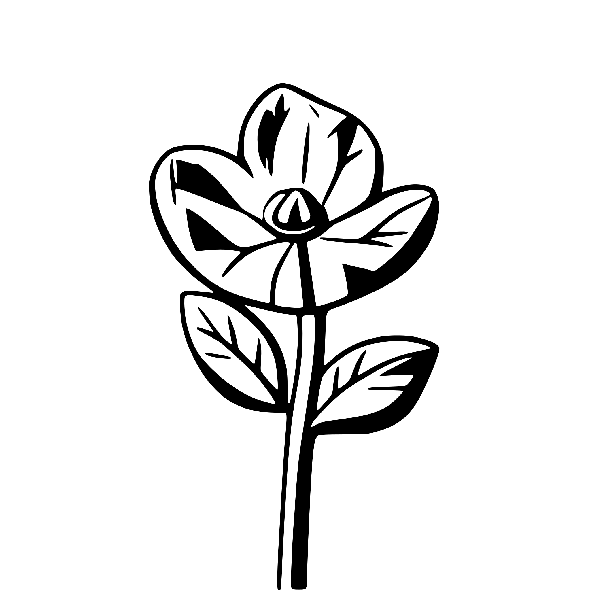 AI-generated SVG of a happy flower pointing its left with its leave