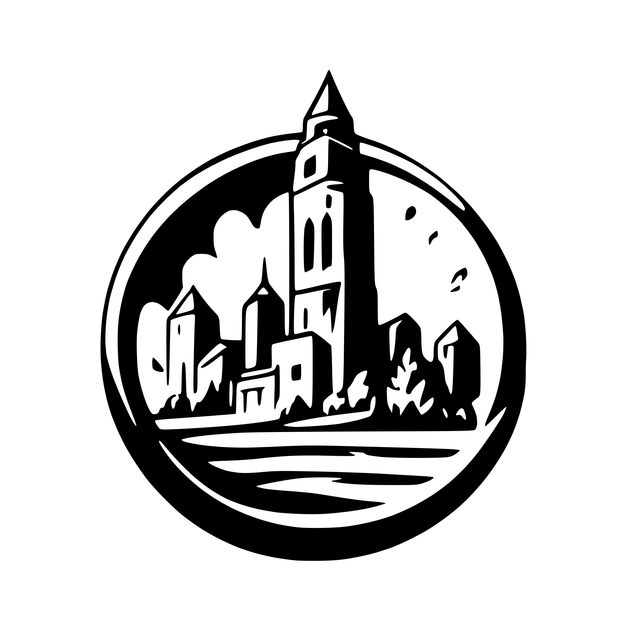 AI-generated SVG of a Riga skyline silhouette logo style