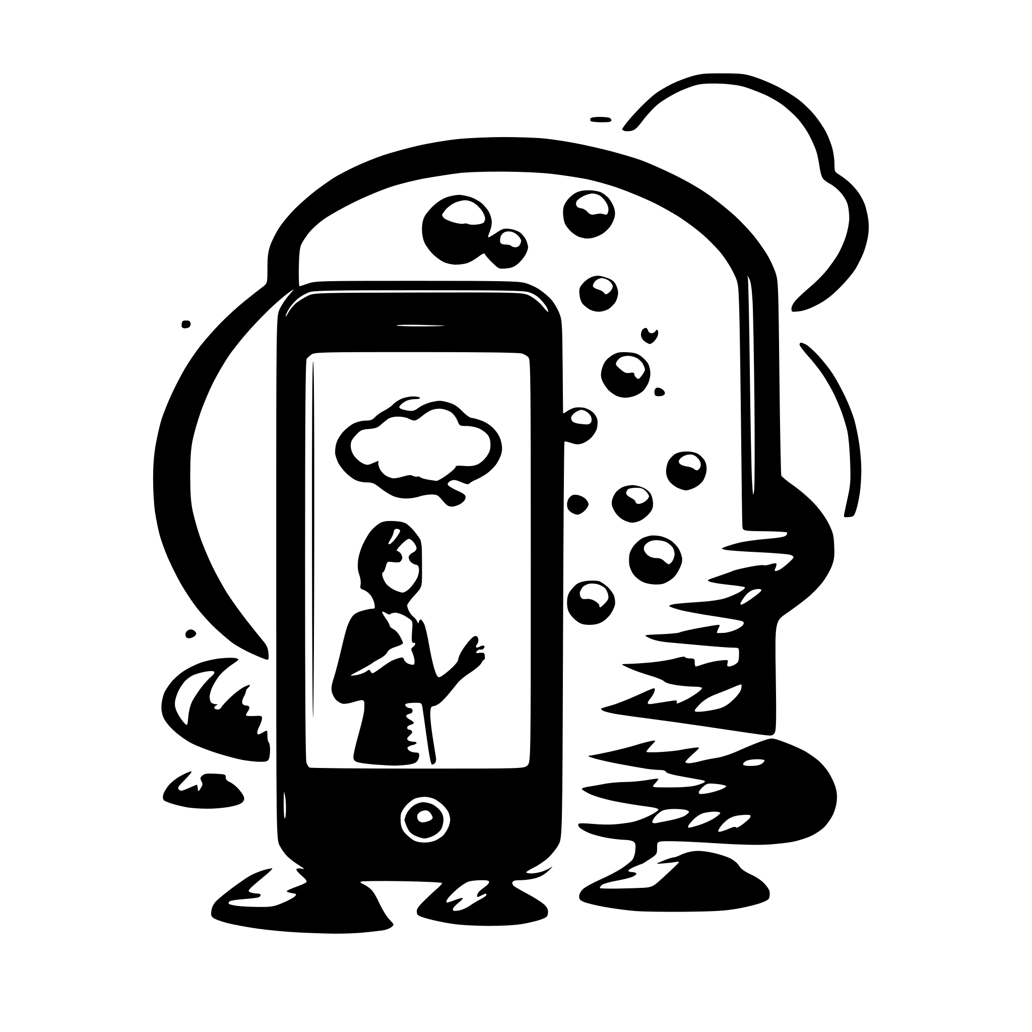 AI-generated SVG of 'A smartphone with notification bubbles popping up on the screen. LIKE in bubble show person icon'