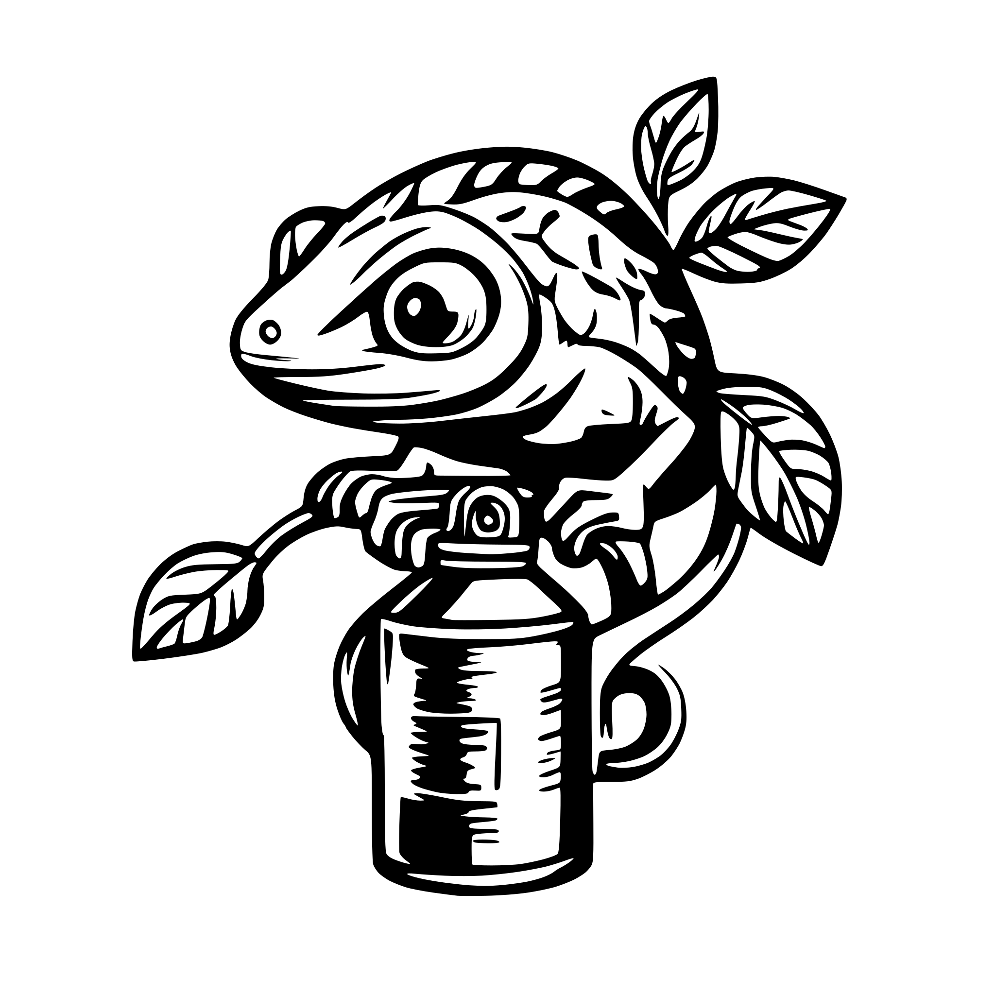 AI-generated SVG of 'chameleon with spraycan'