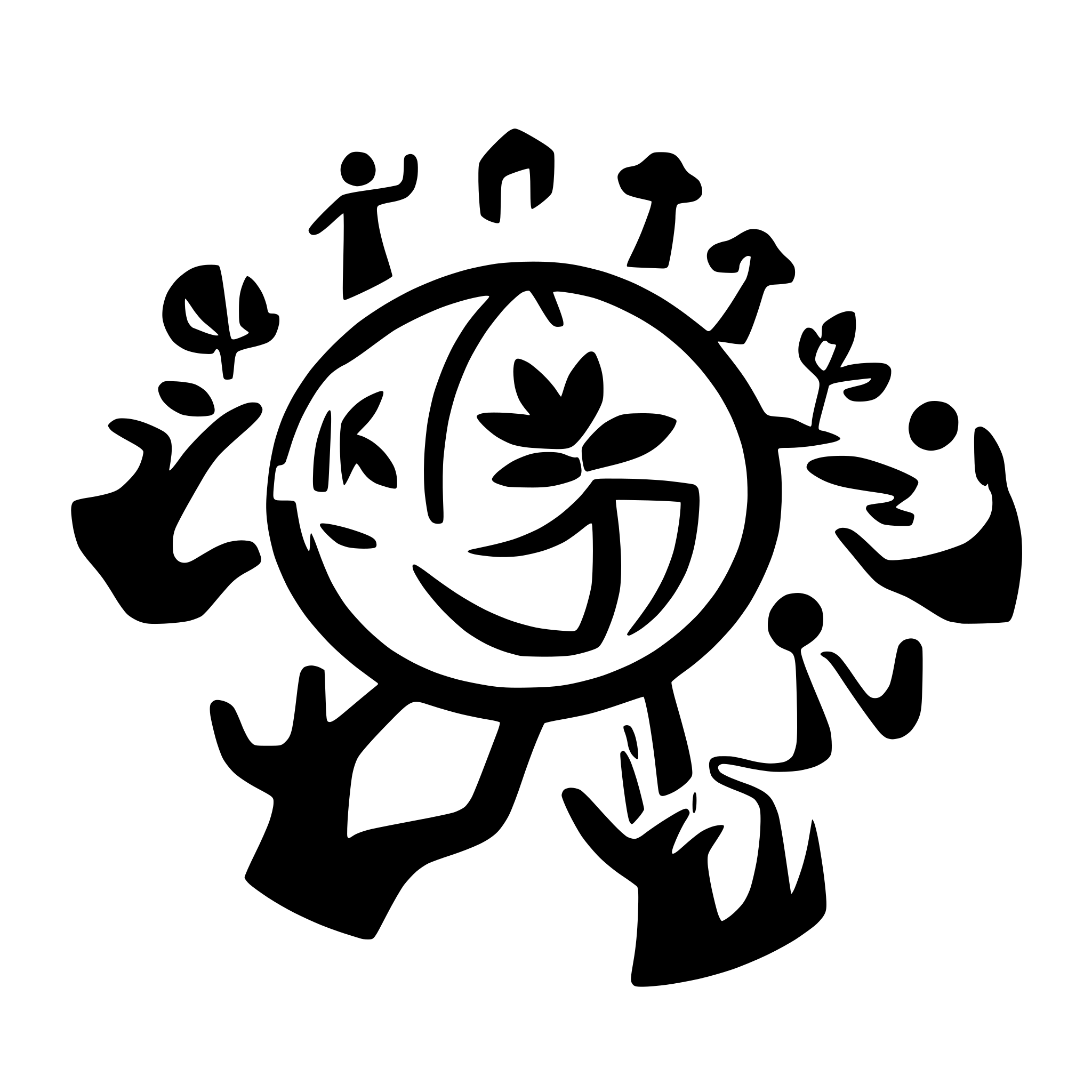 AI-generated SVG of a Next Generation of internet, project logo, 5 people are standing hand in hand around the world