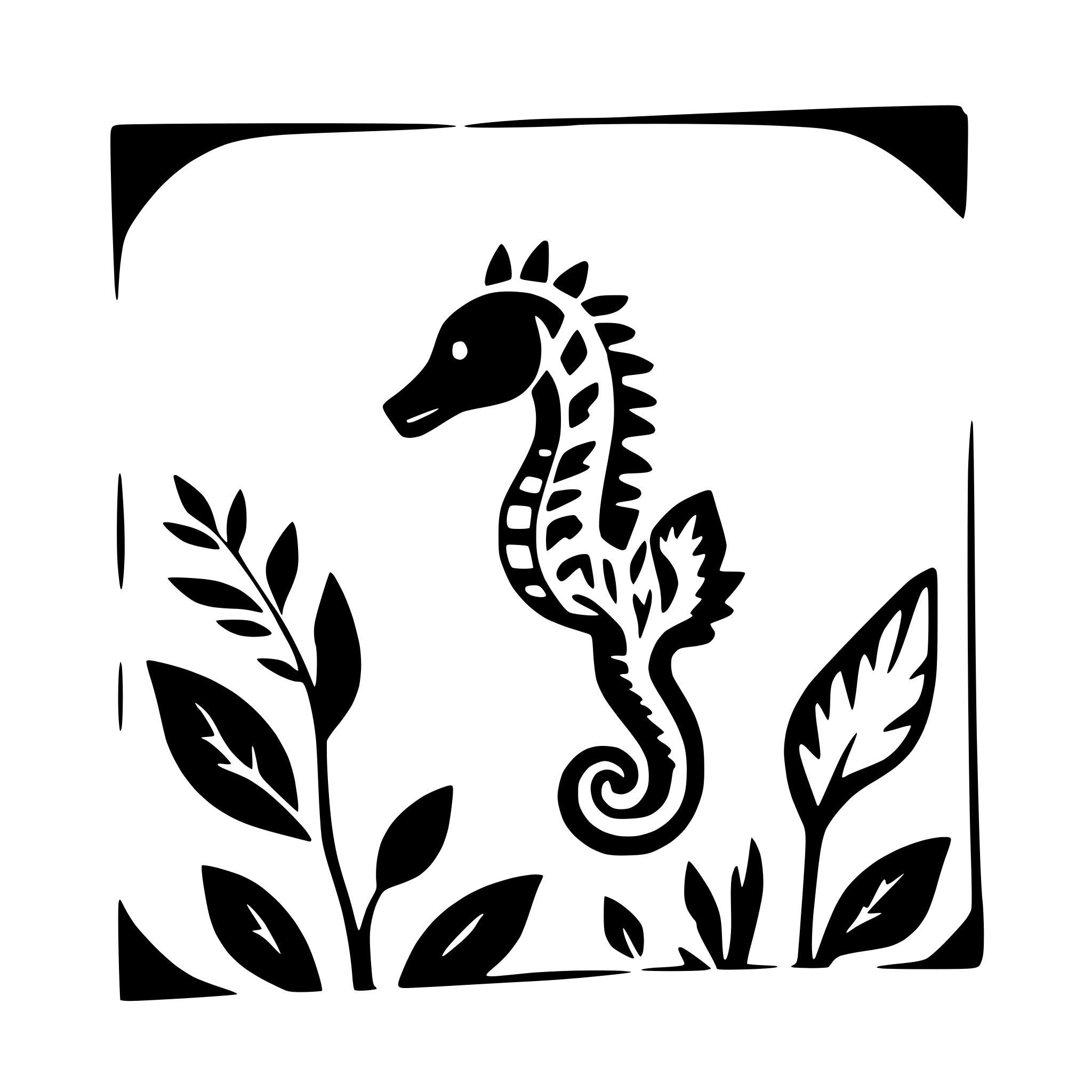 AI-generated SVG of a seahorse floating in seaweed