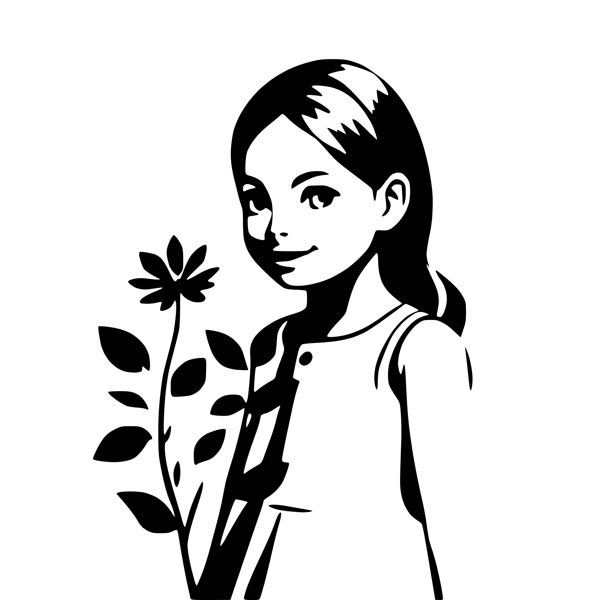 AI-generated SVG of a little girl with flower silhouette