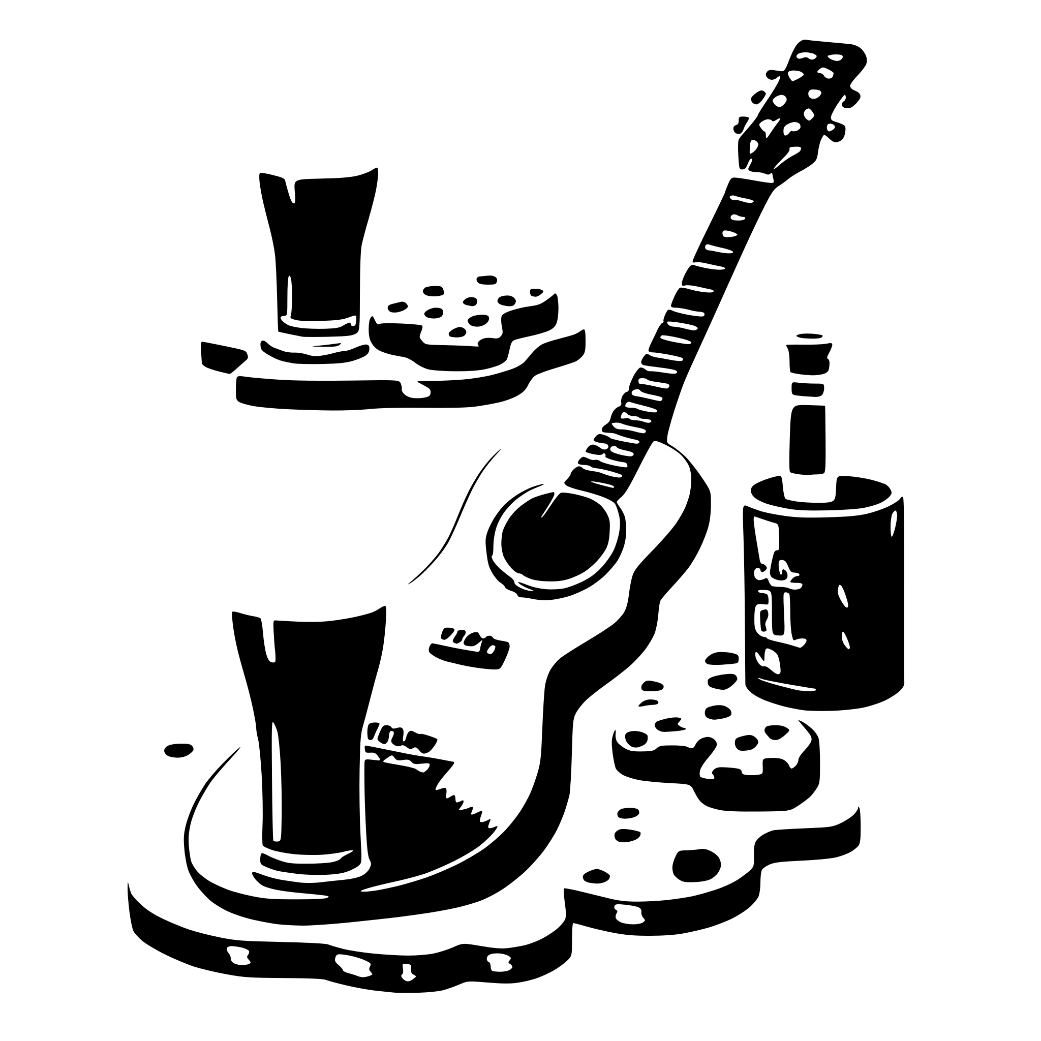 AI-generated SVG of 'a guitar that is also a beer that is also a cookie.you can play it, drink it, and eat it'