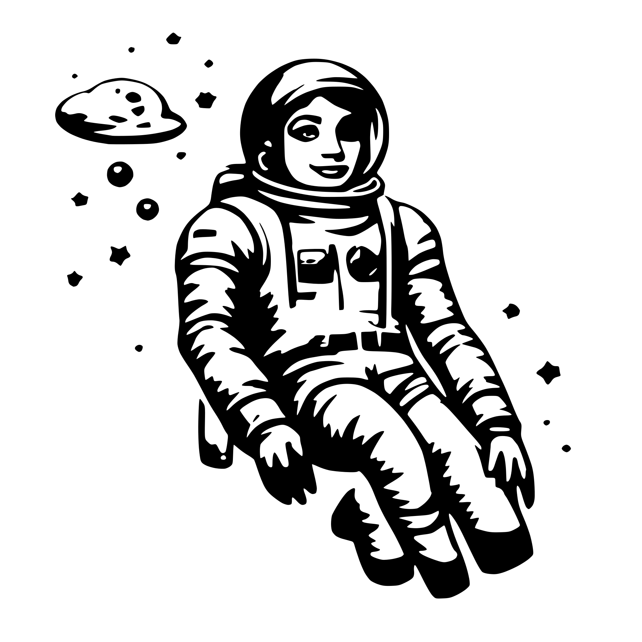 AI-generated SVG of a astronaut floating between stars