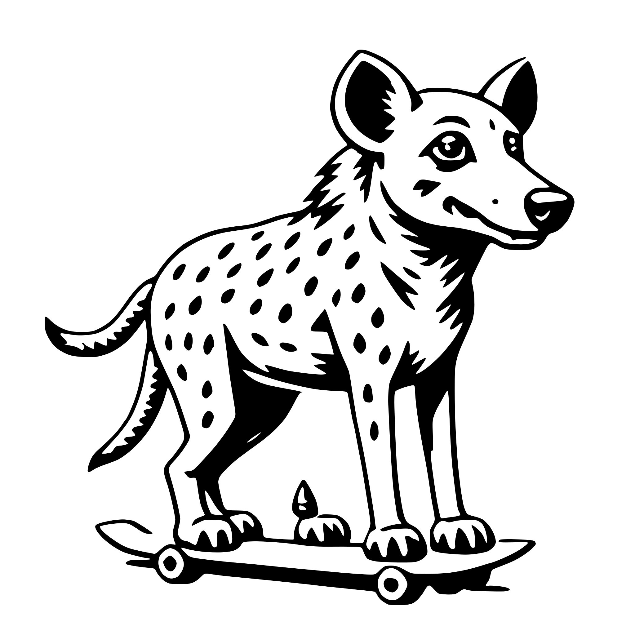 AI-generated SVG of a hyena with skateboard