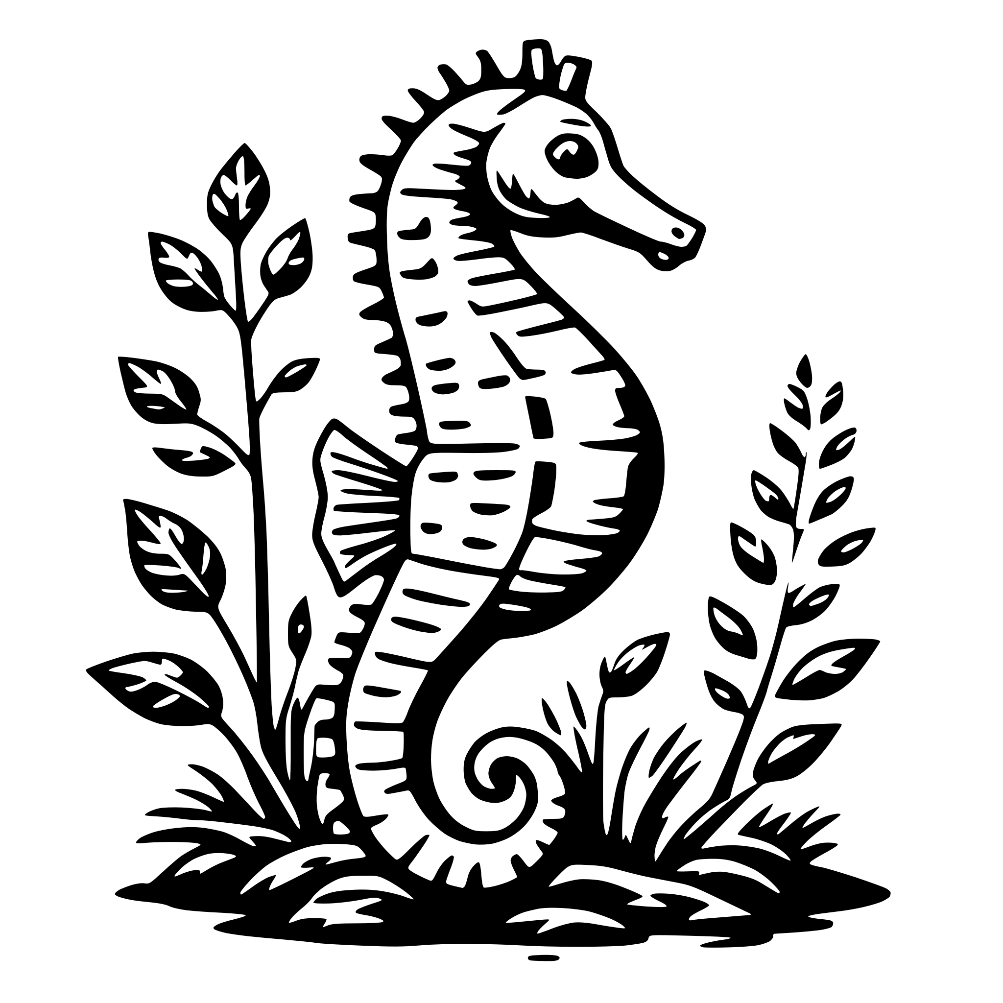 AI-generated SVG of 'seahorse and kelp'