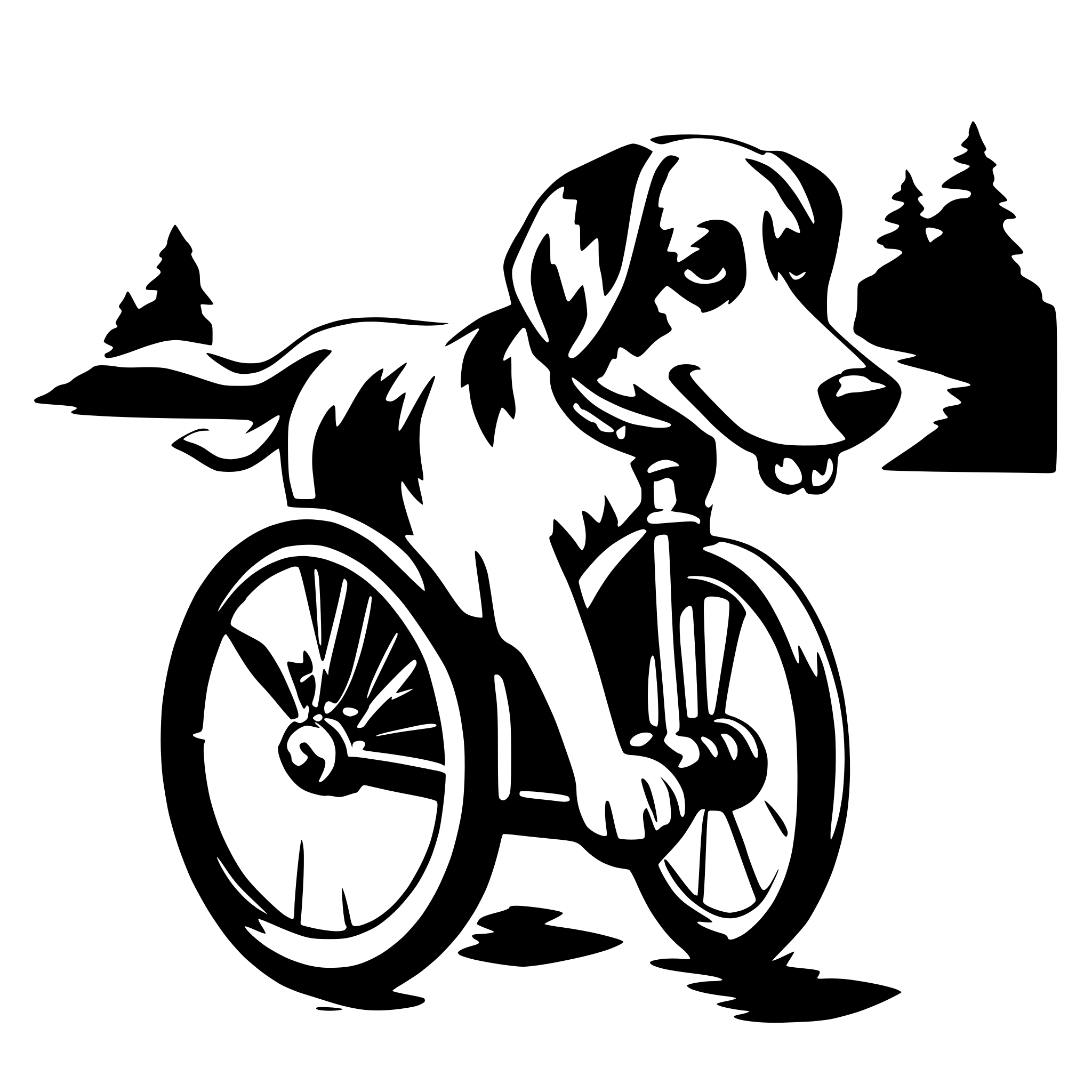 AI-generated SVG of a dog on bike