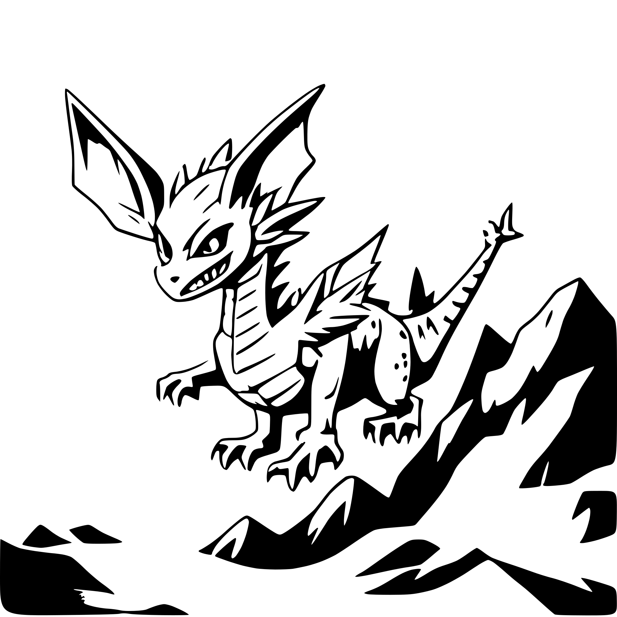 AI-generated SVG of 'dragon flying over mountains'