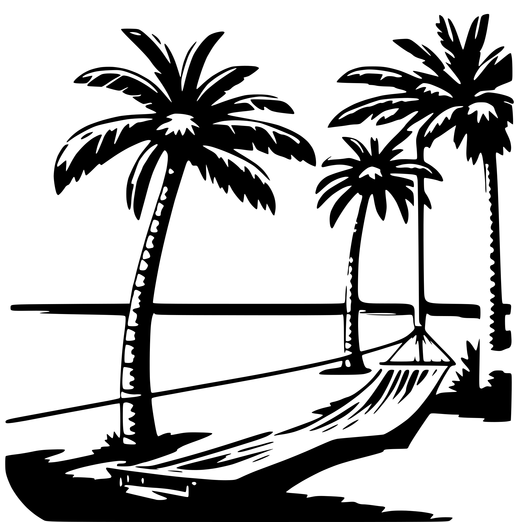 AI-generated SVG of 'palm trees and hammock'