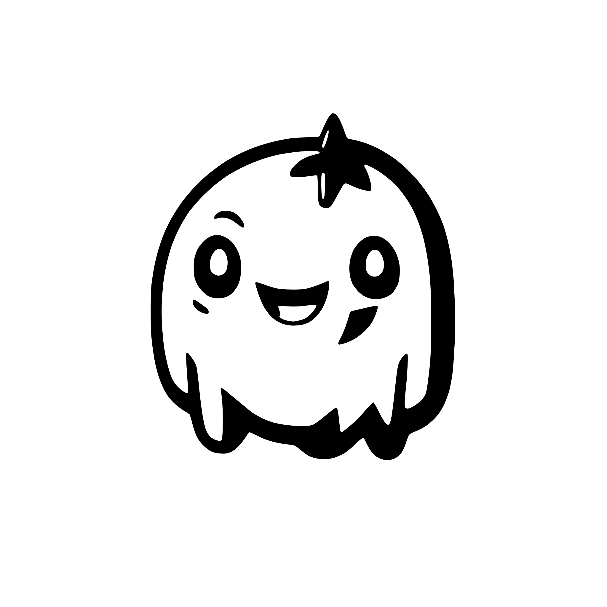 AI-generated SVG of a cutest simple kawaii ghost with no background, smile with a tooth, perfect as a web mascot, for animations and as a logo