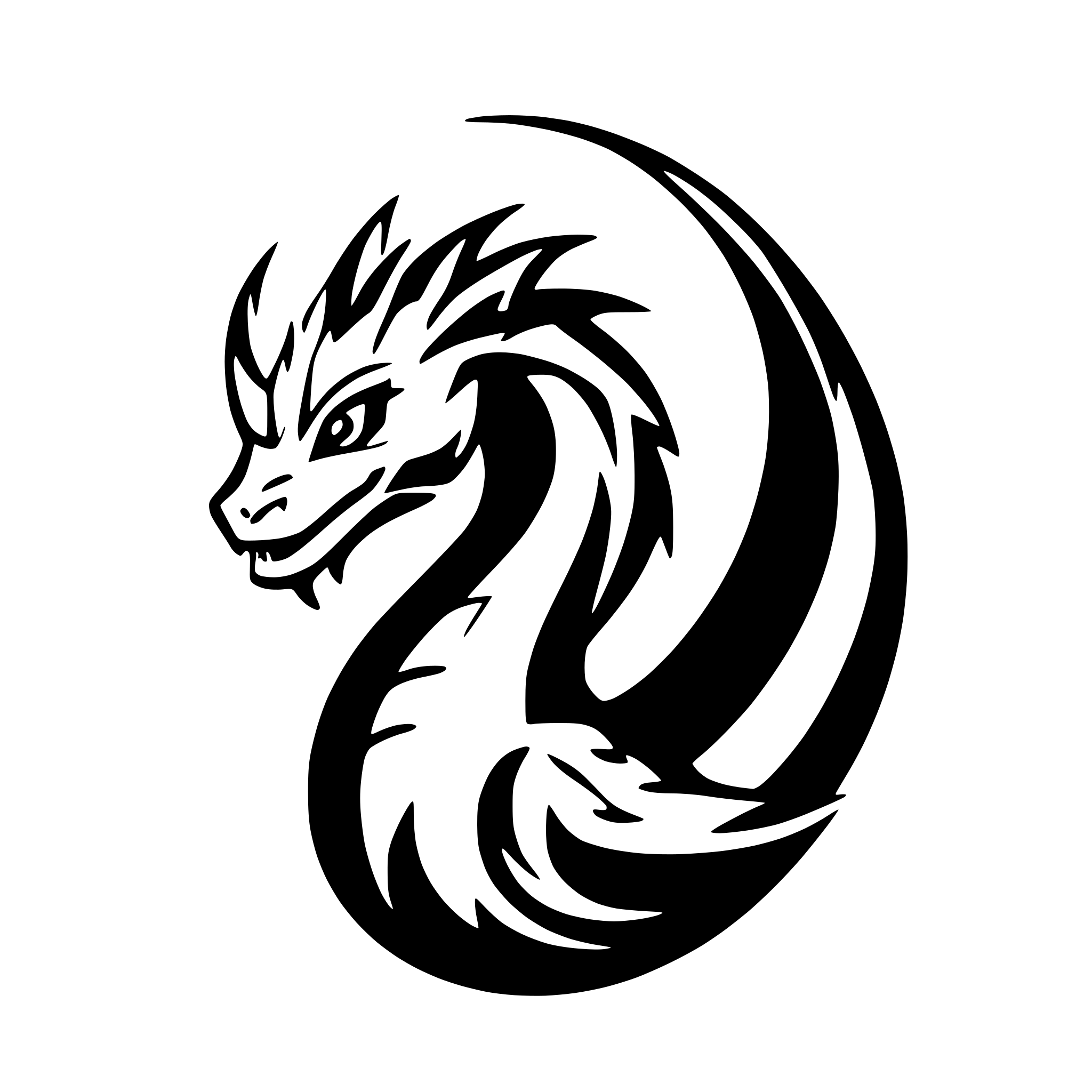 AI-generated SVG of a simple black and white wyvern dragon logo silhouette