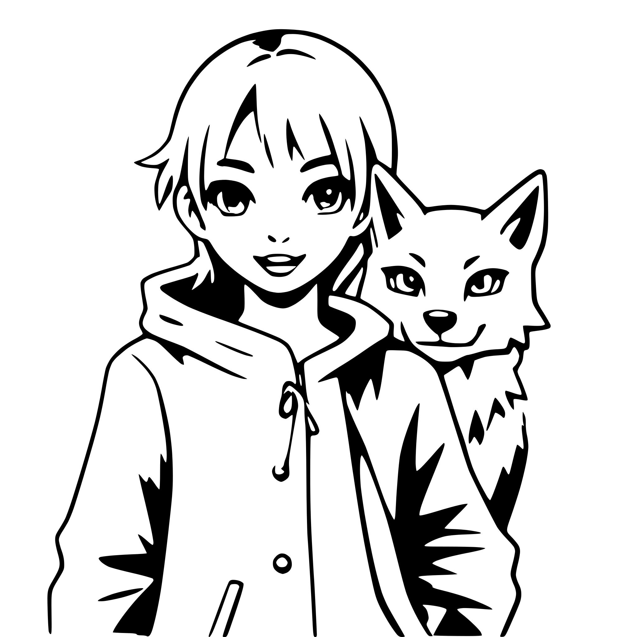AI-generated SVG of 'boy with wolf companion'