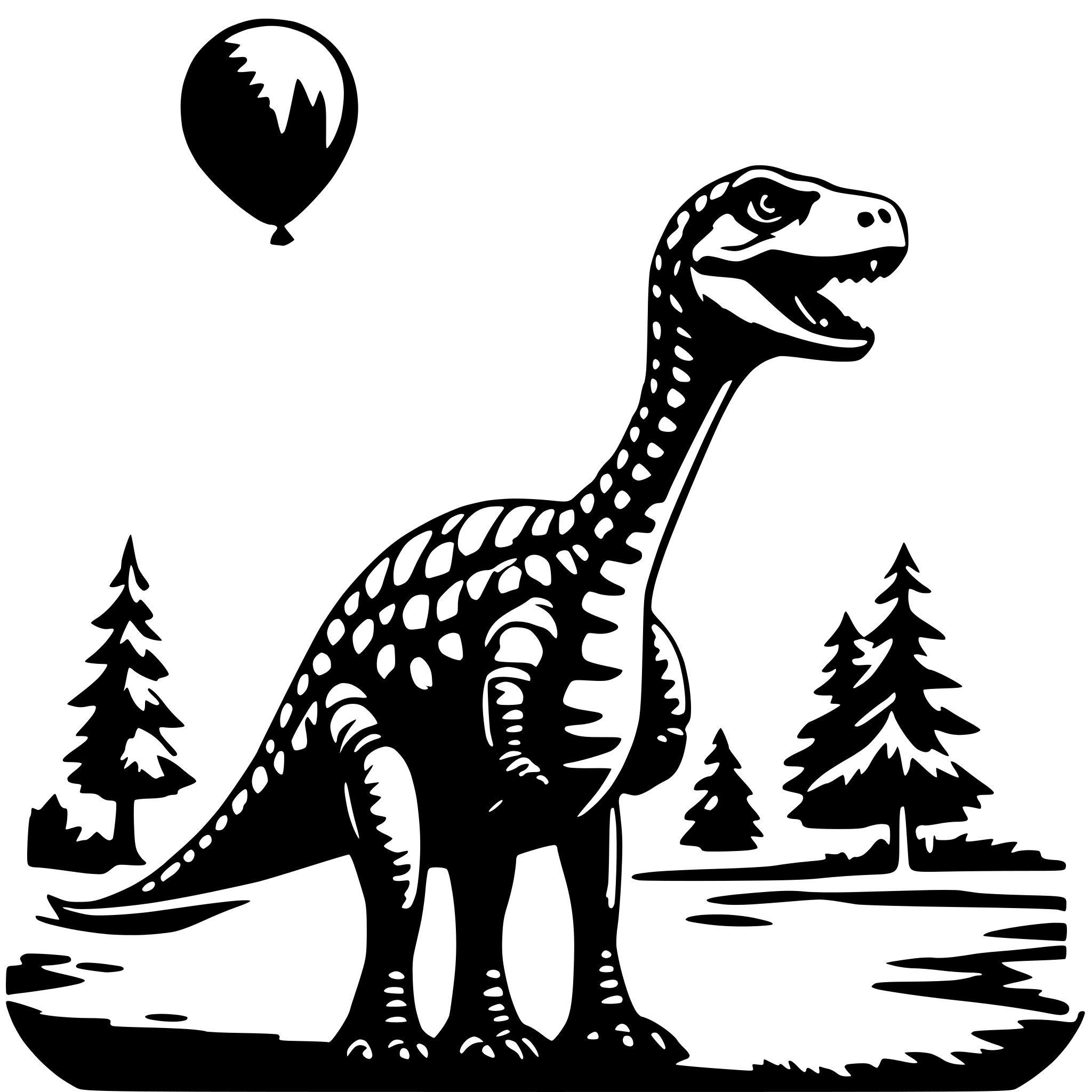 AI-generated SVG of 'dionosaur with a luftbaloon'