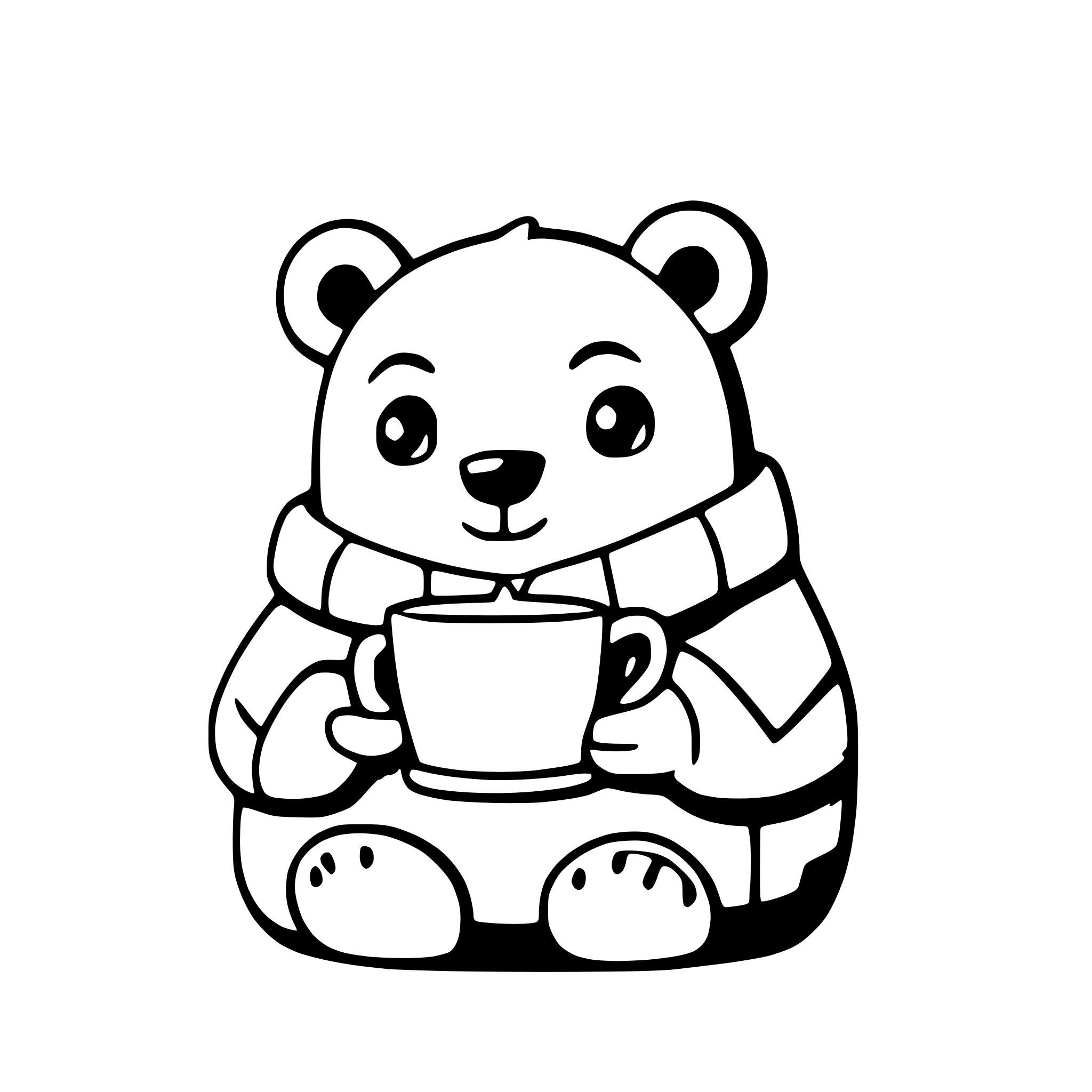 AI-generated SVG of a a bear in a cozy sweater sipping hot cocoa