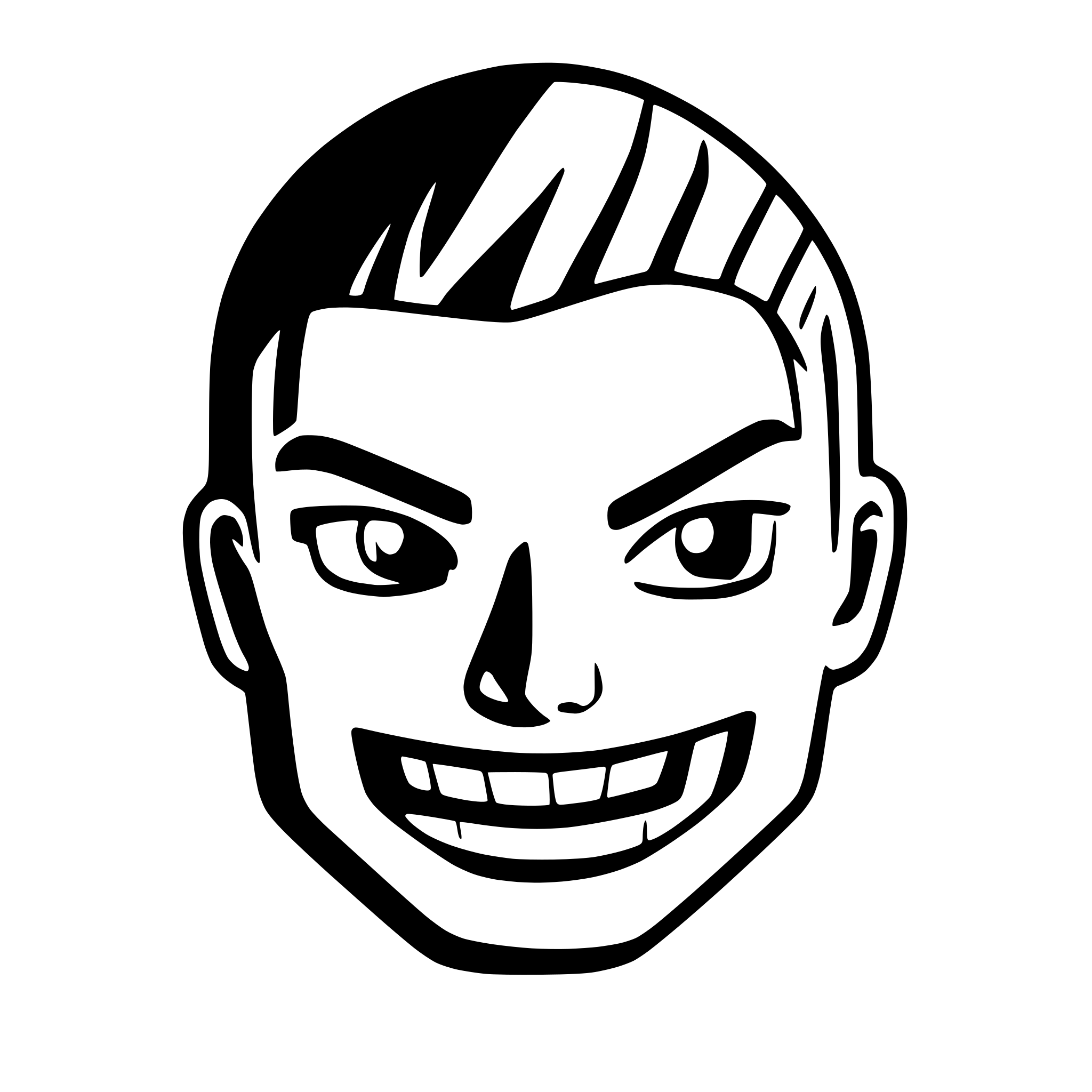 AI-generated SVG of a angry razorblade face logo black white