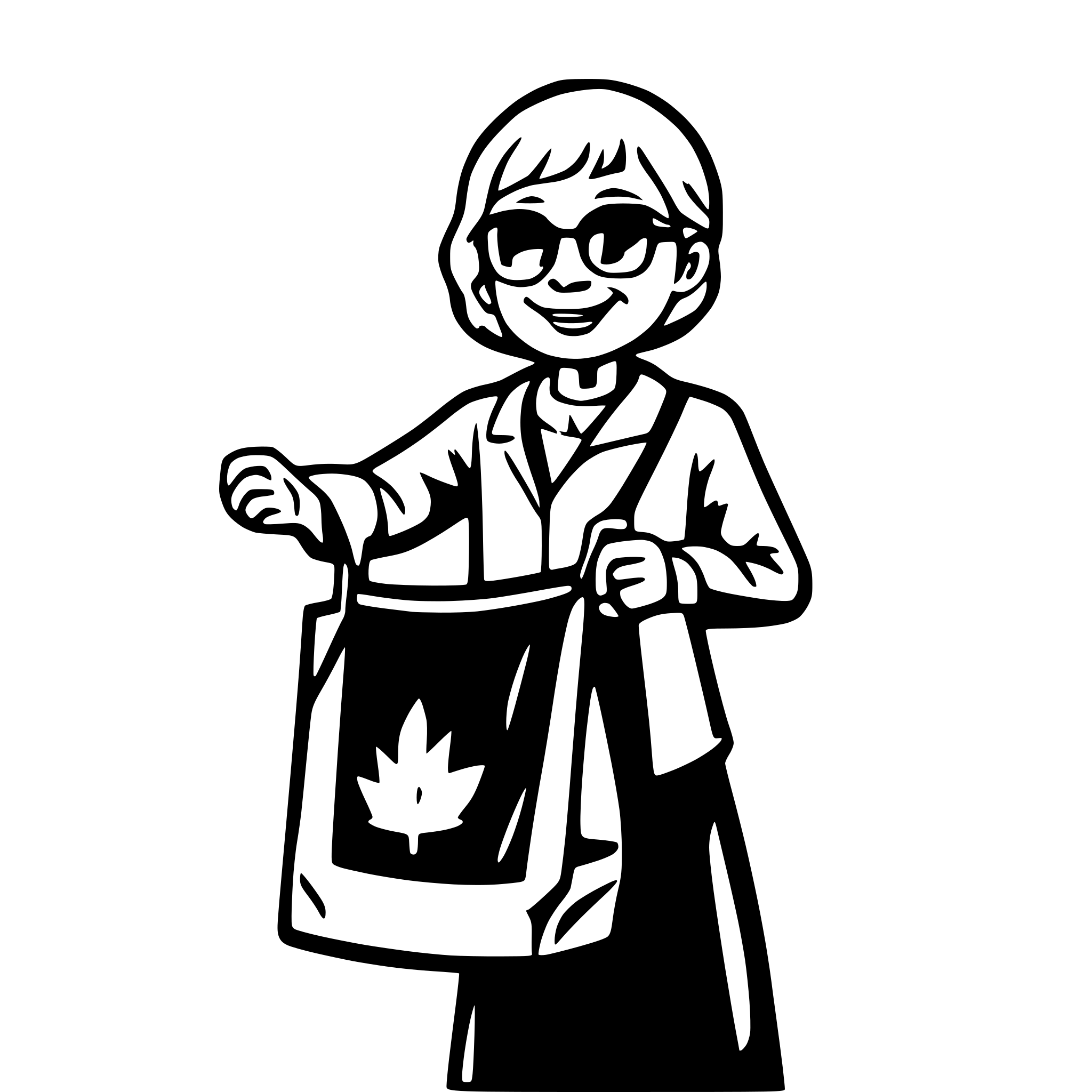 AI-generated SVG of a a granny holding a granny pants in the air