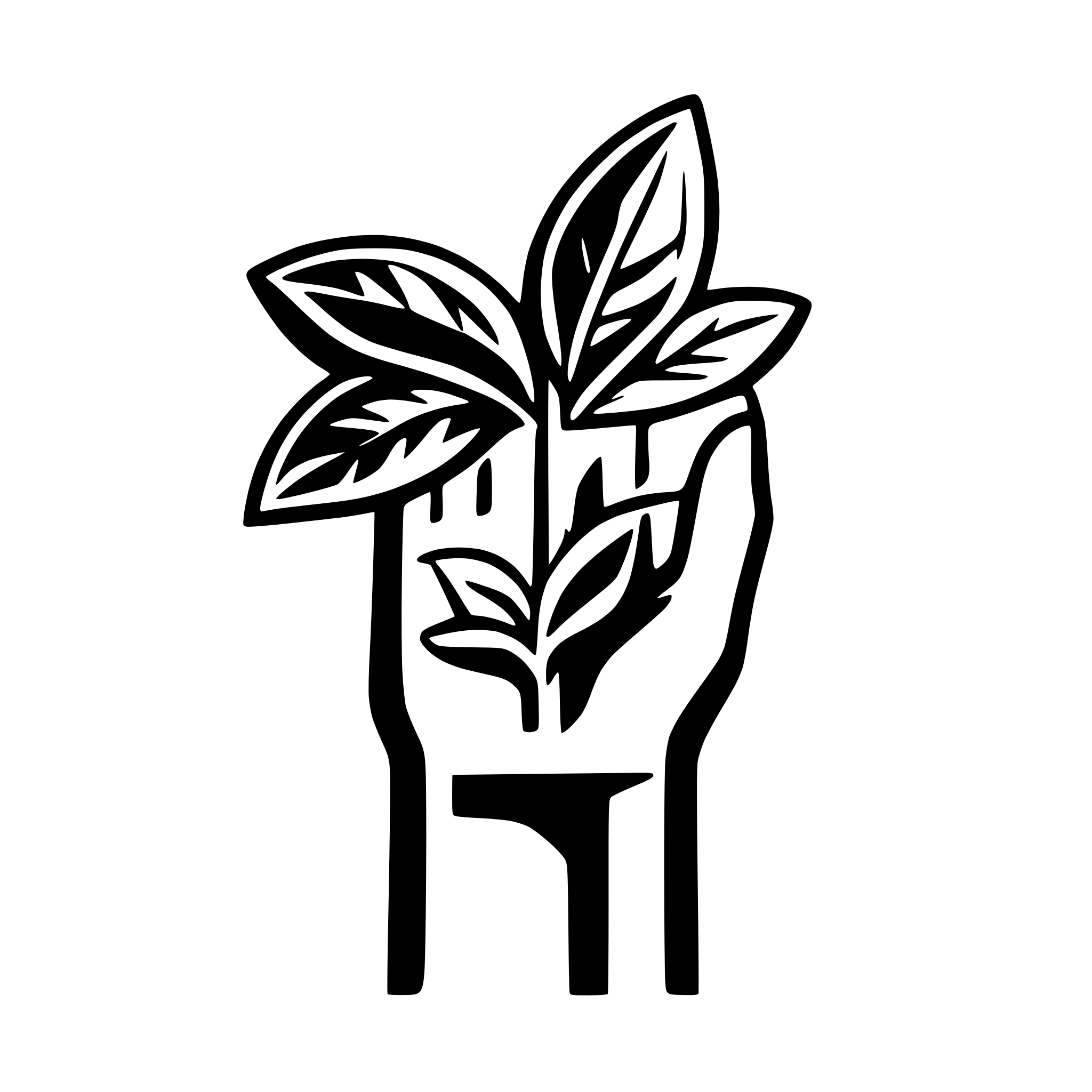 AI-generated SVG of a una mano tomando una hoja, para un logo