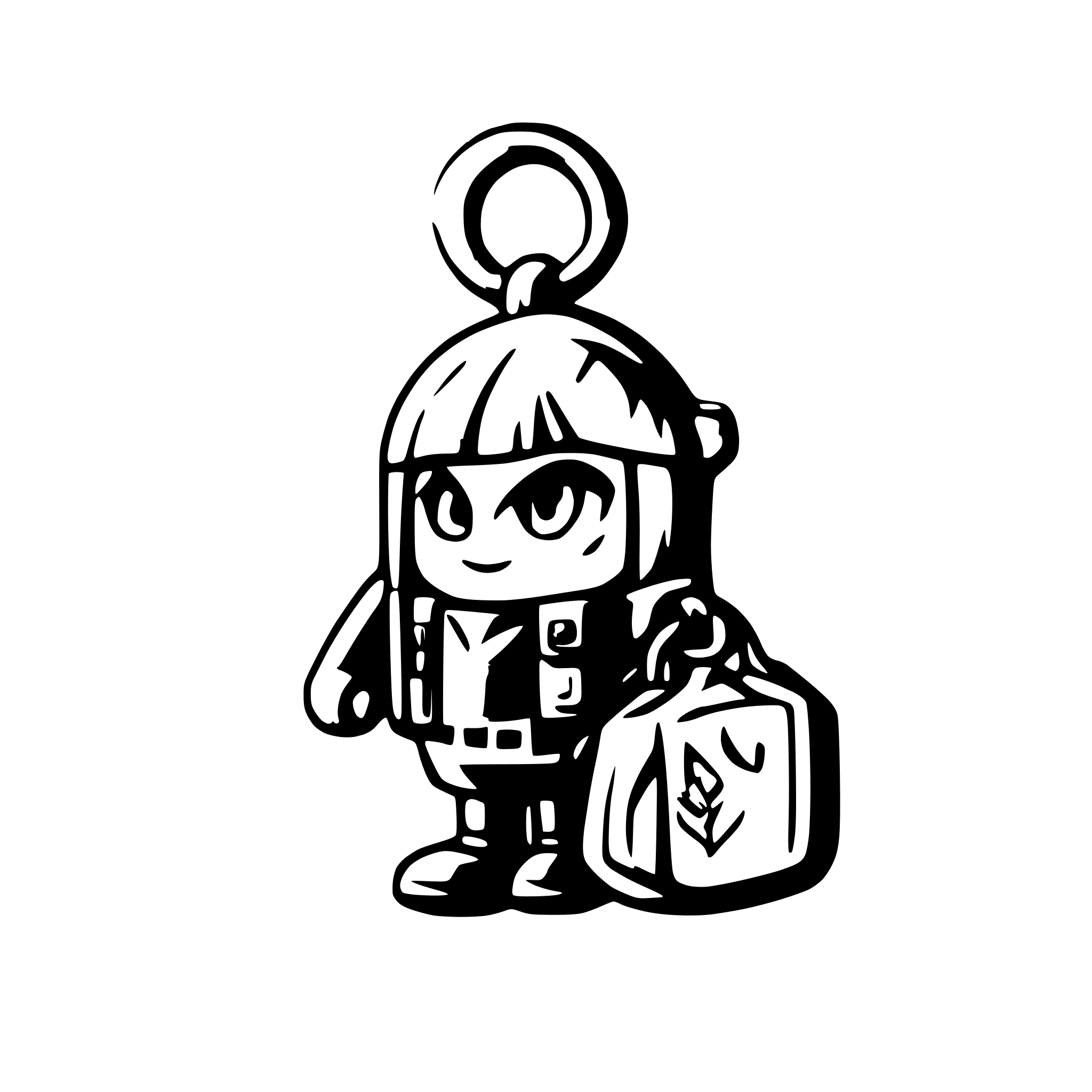 AI-generated SVG of 'Minion carrying a keychain'