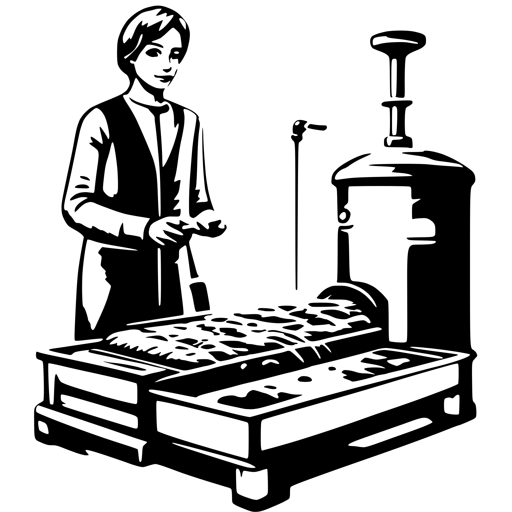 AI-generated SVG of 'curing mchine process'