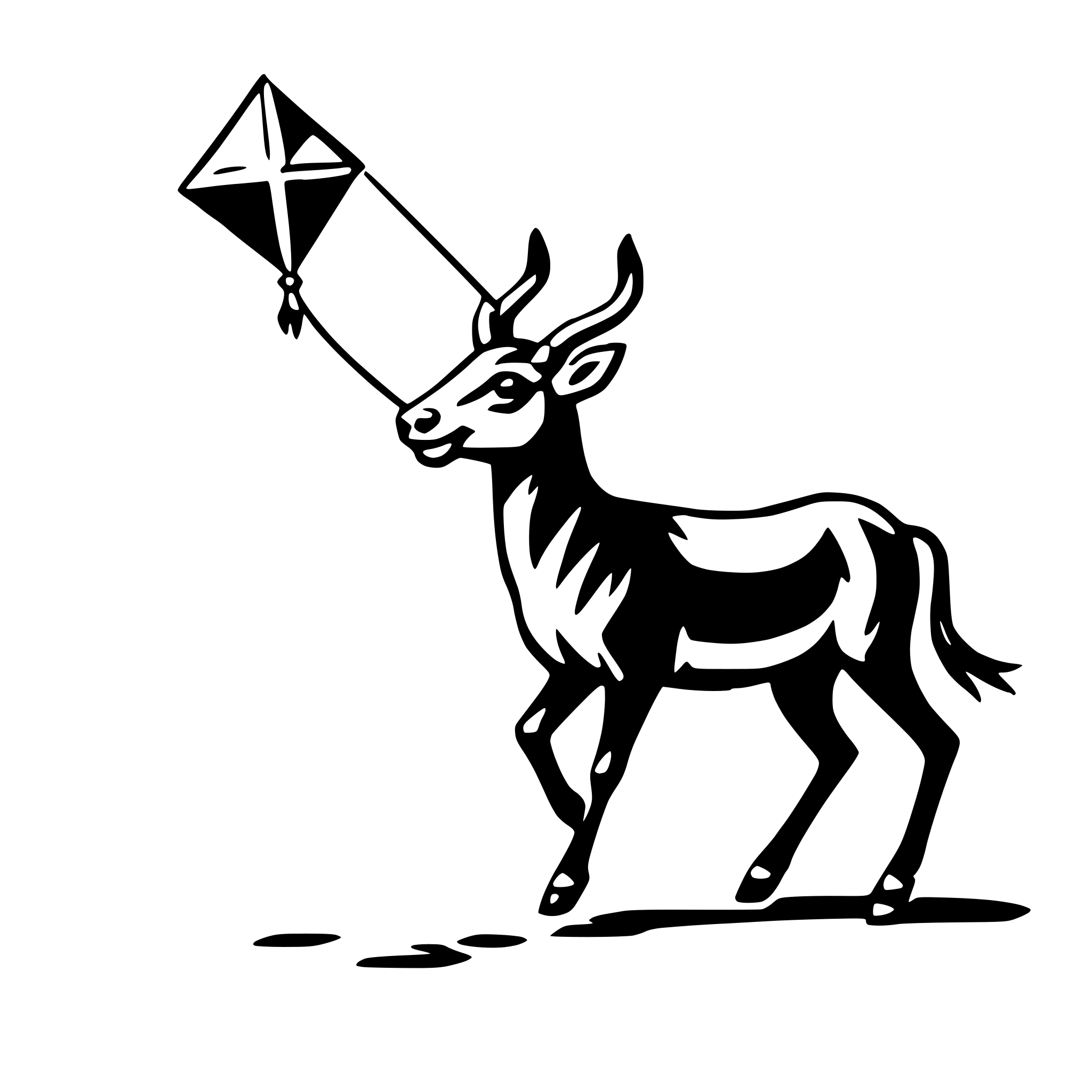AI-generated SVG of 'antelope with kite'
