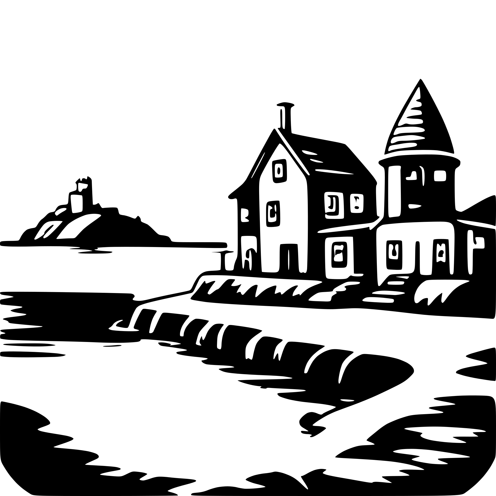 AI-generated SVG of 'seaside village'
