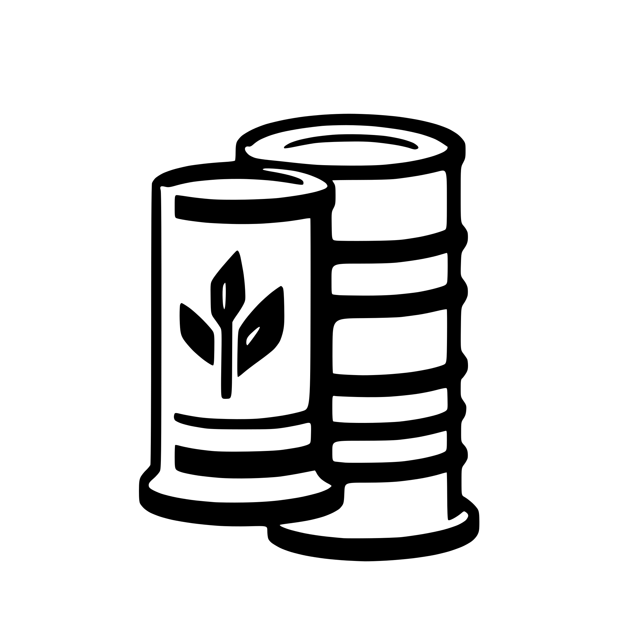 AI-generated SVG of 'simple cylindrical database icon with 3 stacked cylinders and the letter m embossed in the middle'