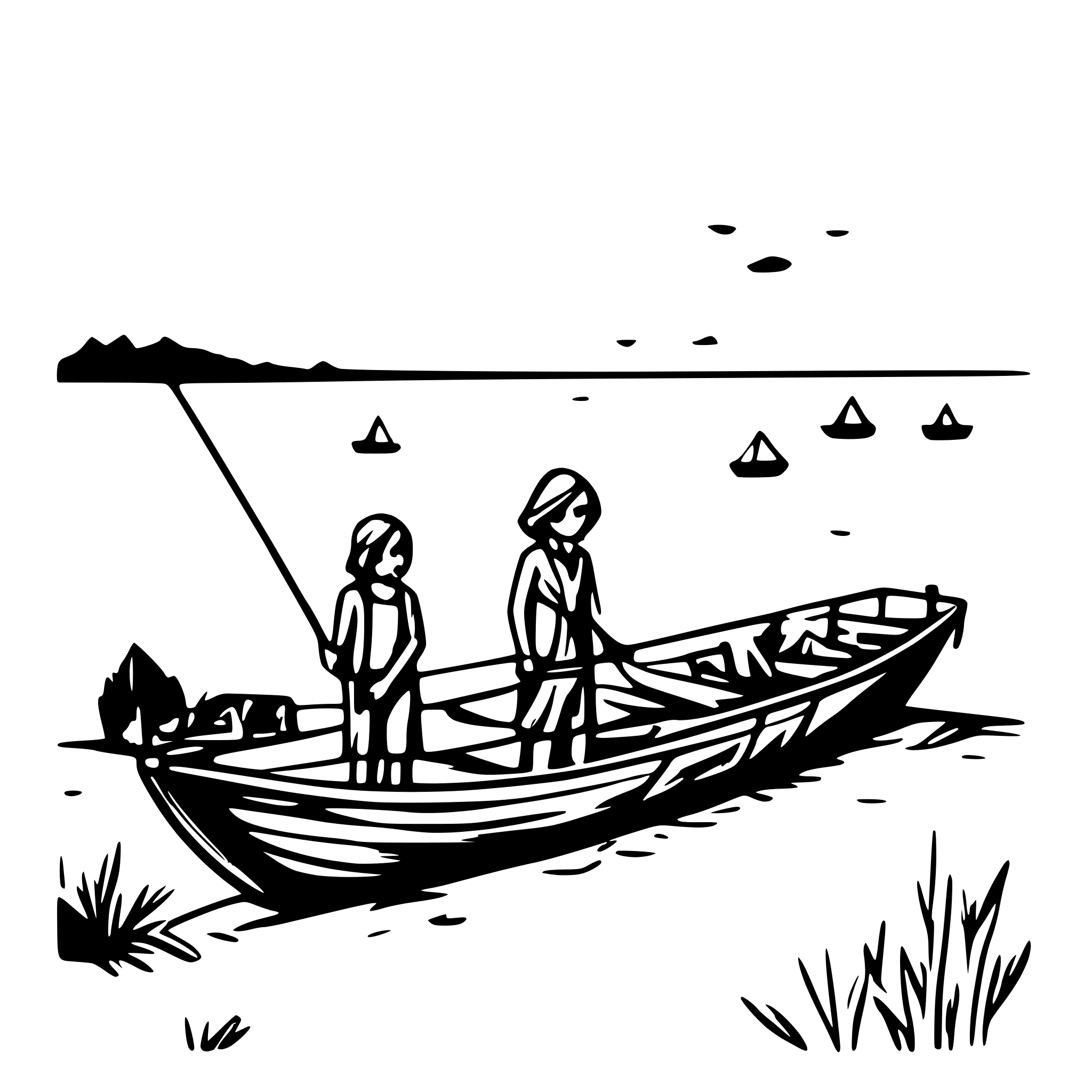 AI-generated SVG of 'people fishing in the ocean'