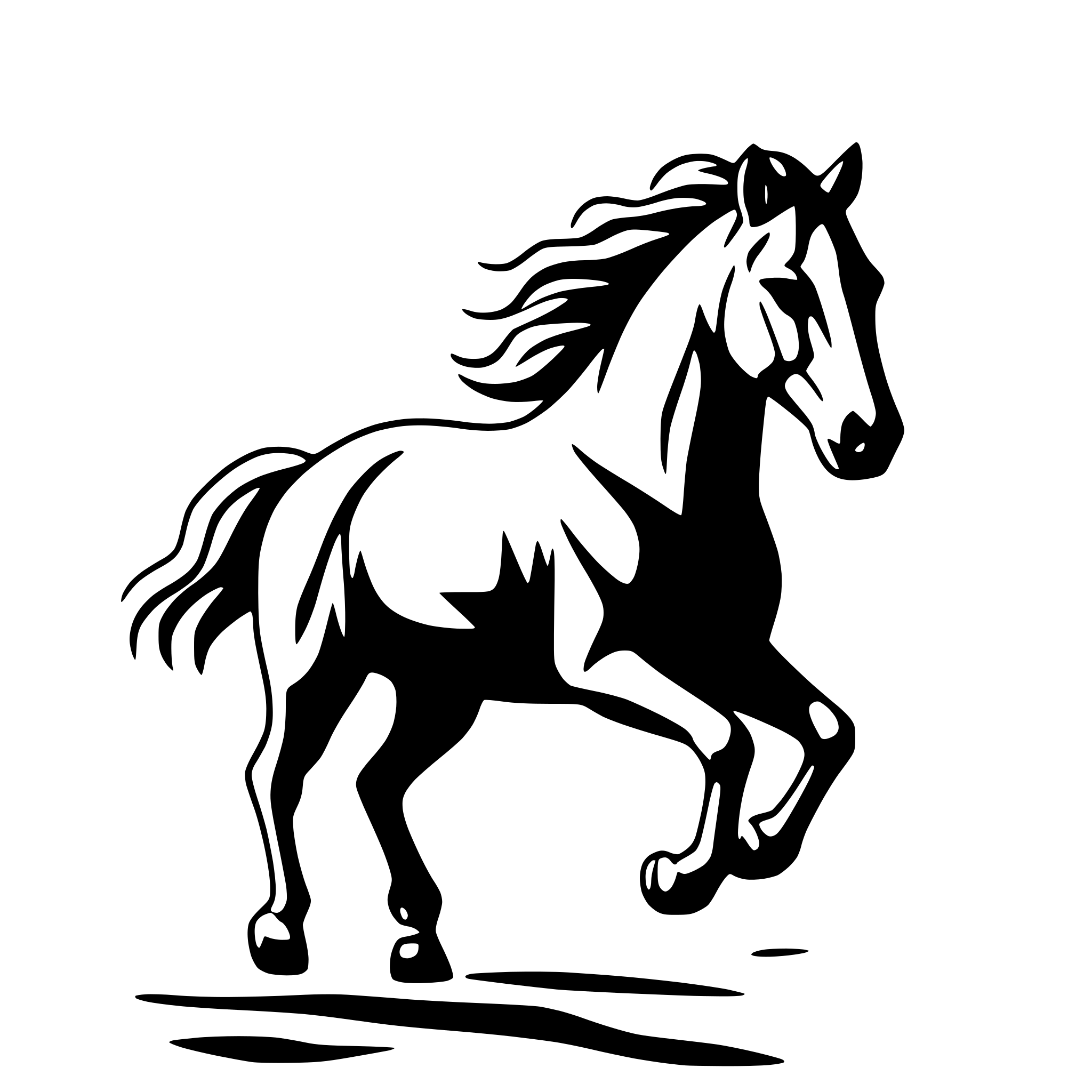 AI-generated SVG of a horse galloping on beach