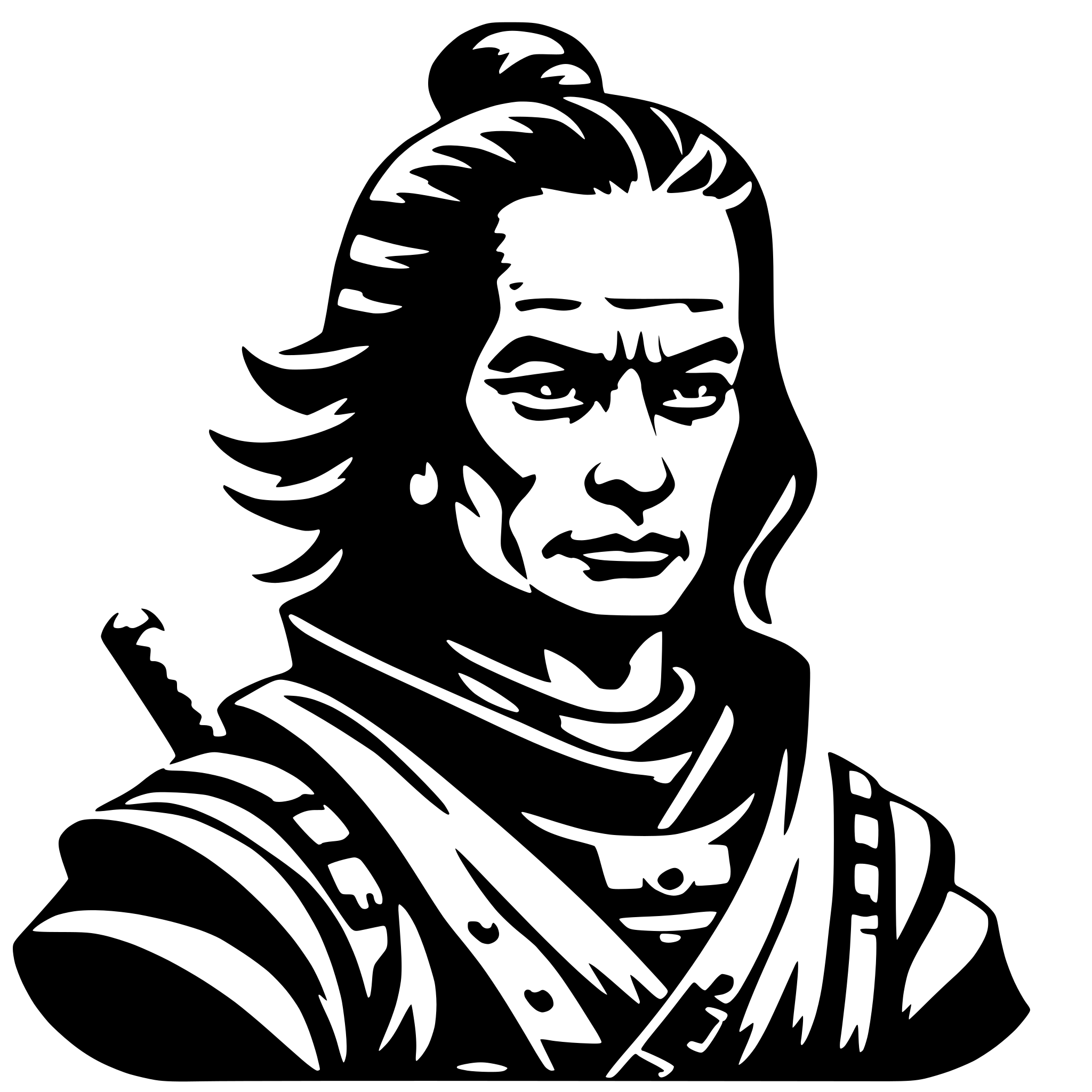 AI-generated SVG of a old samurai