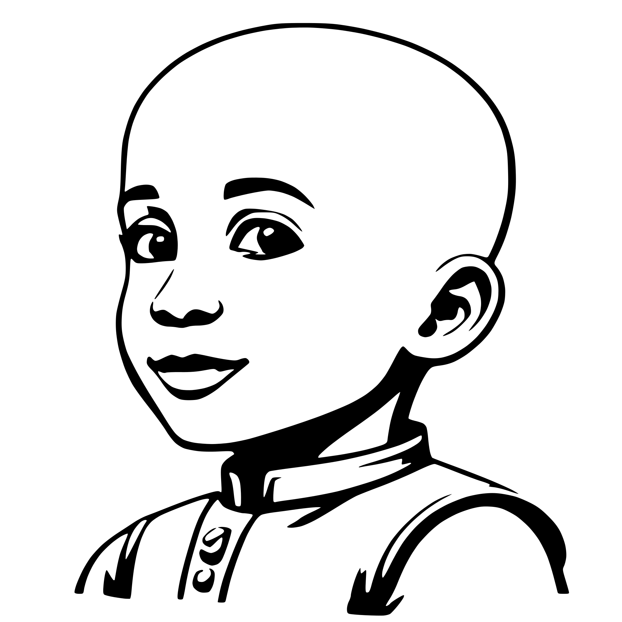 AI-generated SVG of a bald african boy smiling