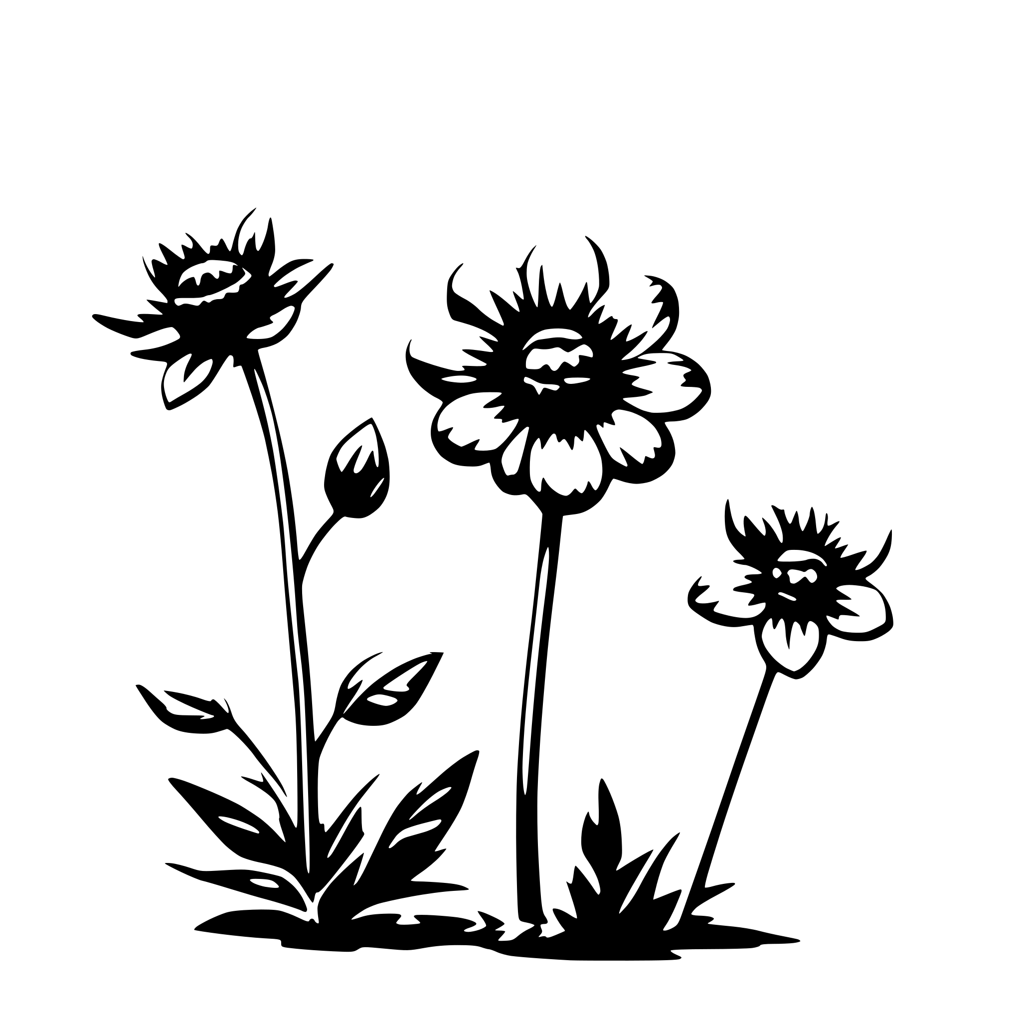 AI-generated SVG of '3 wildflowers one stem'