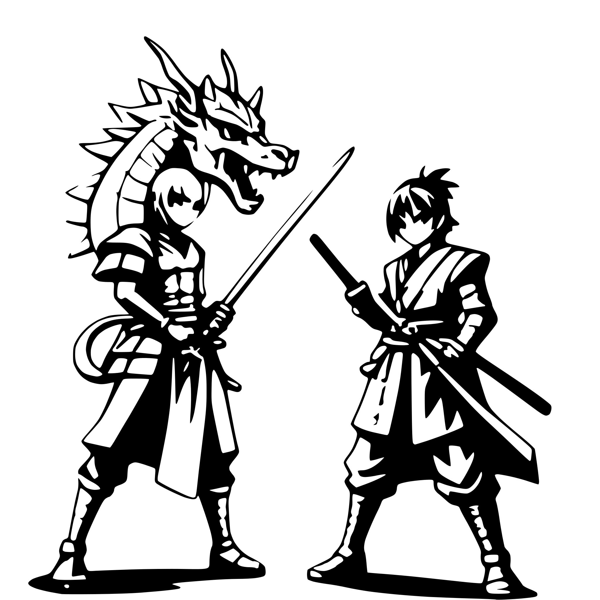 AI-generated SVG of a samurai and dragon duel