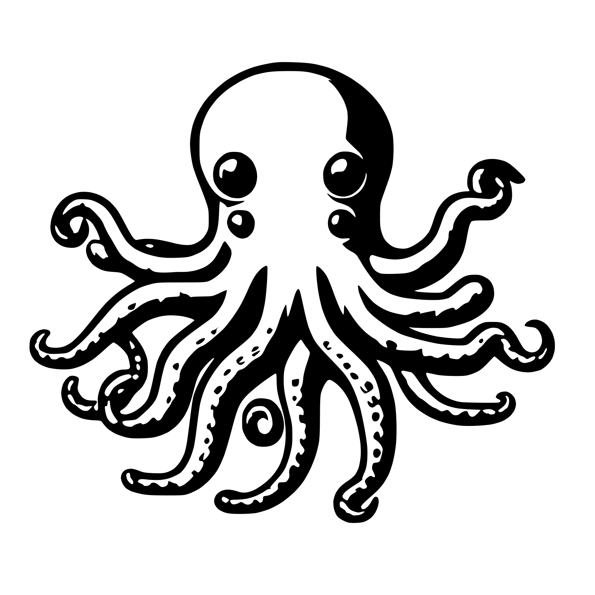 AI-generated SVG of a Mindmap with octopus innits middle and its legs as a nodes AI-generated SVG of a Mindmap with octopus innits middle and its legs as a nodes