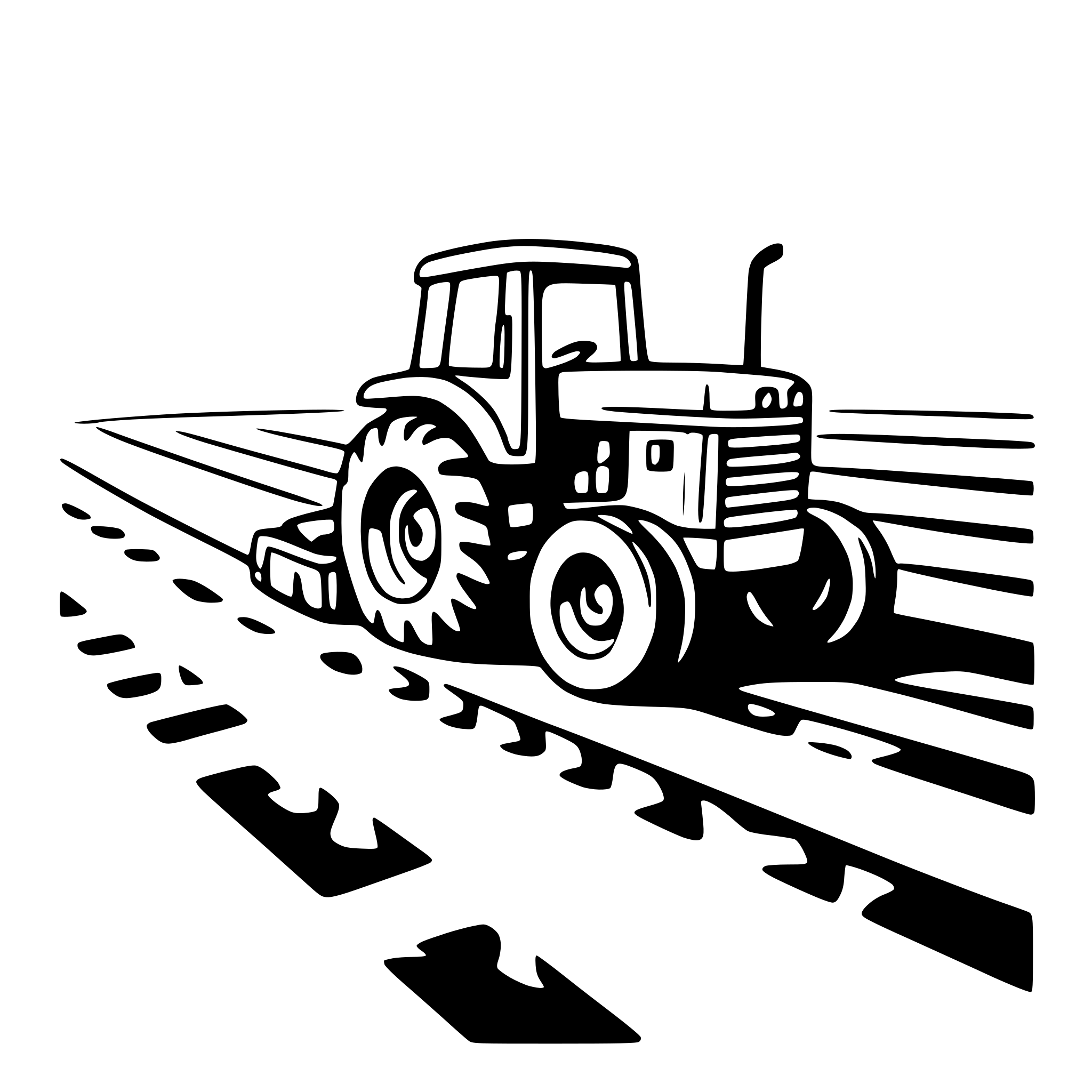 AI-generated SVG of a tractor in plowed field