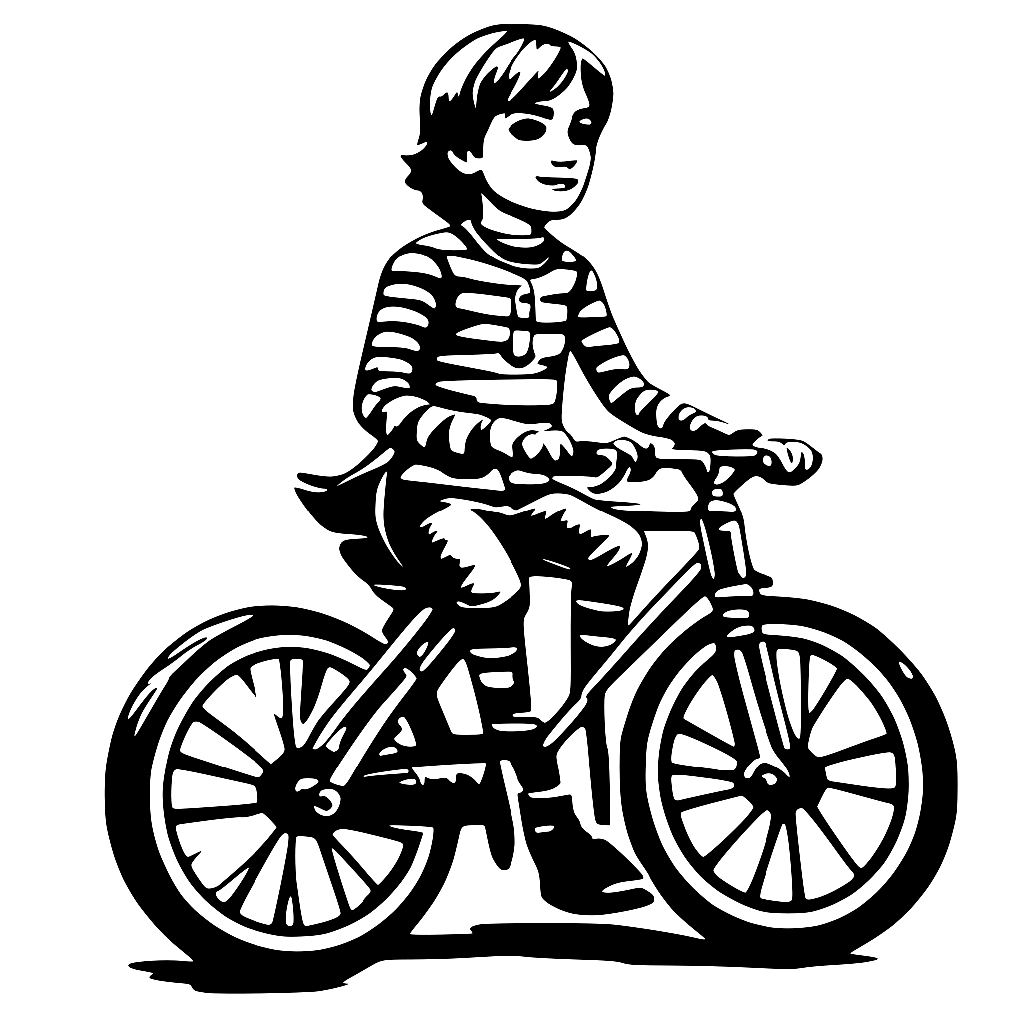 AI-generated SVG of a illustration of a boy riding bicycle