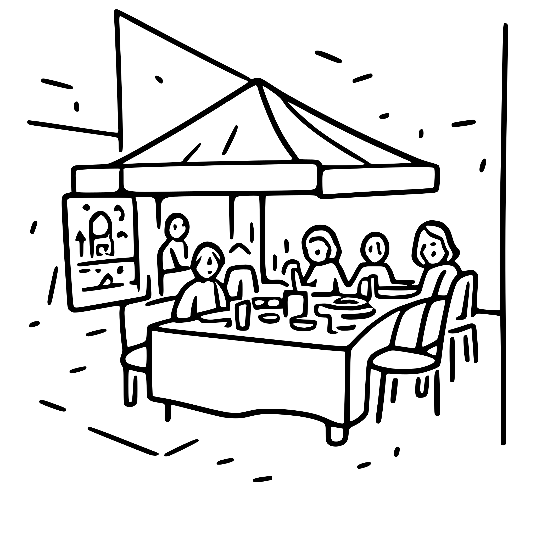 AI-generated SVG of a i need a svg animation, scene -   busy restaurant where people are dining and some people are scanning the qr code on table tent.