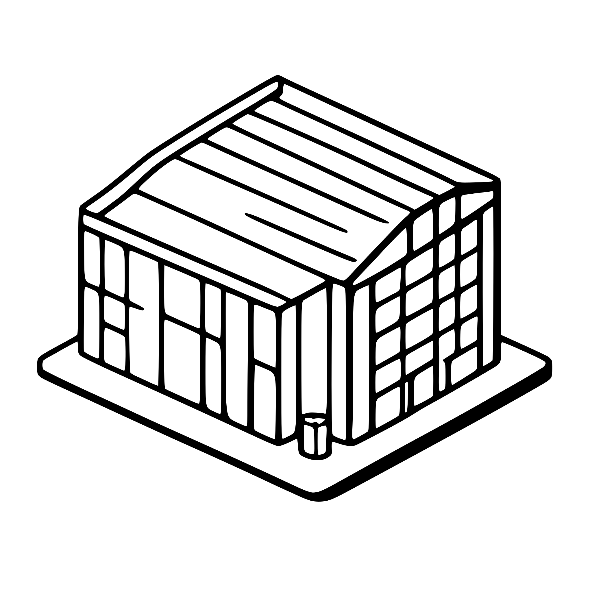 AI-generated SVG of a isometric warehouse outline