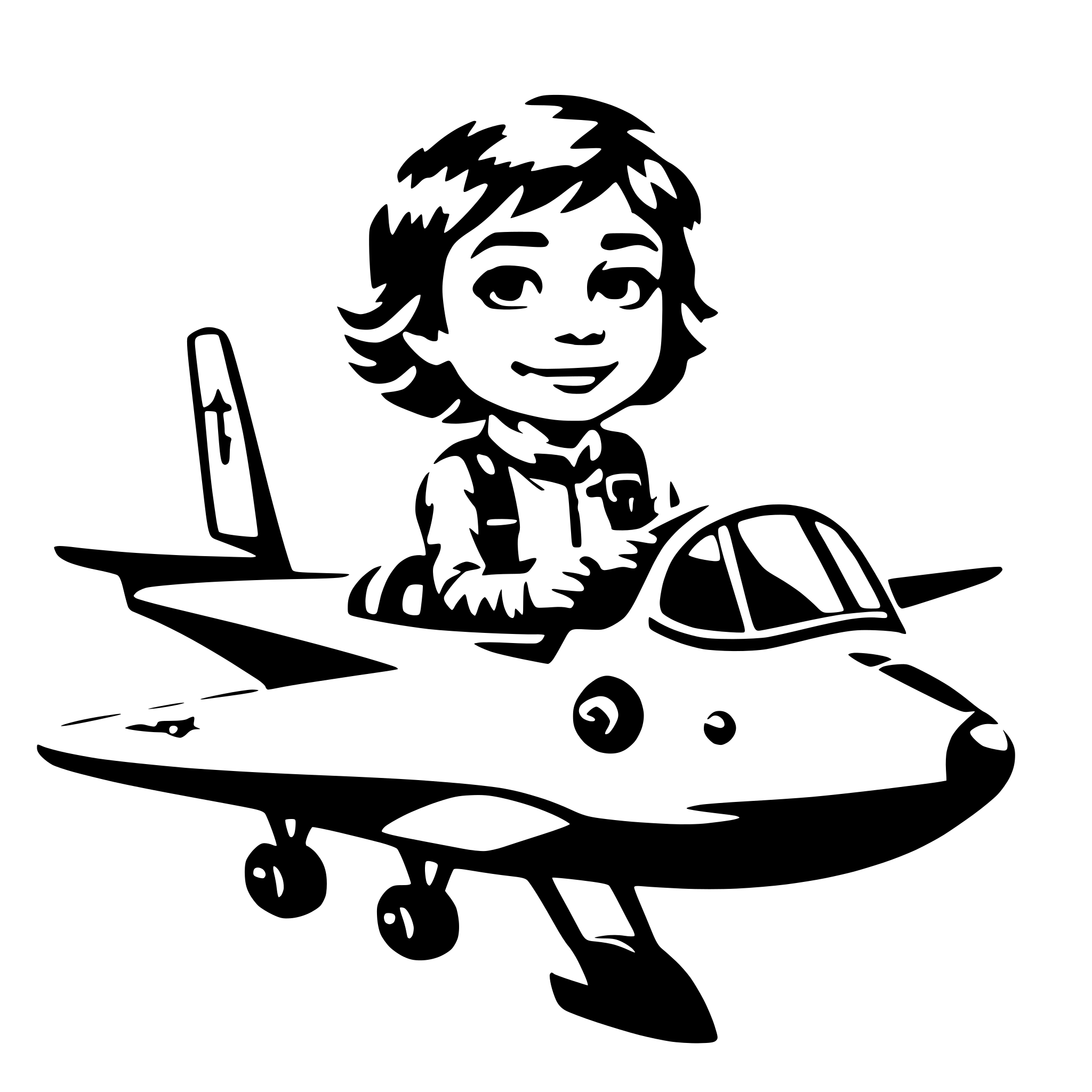 AI-generated SVG of 'plane with a little cute boy in the cockpit'