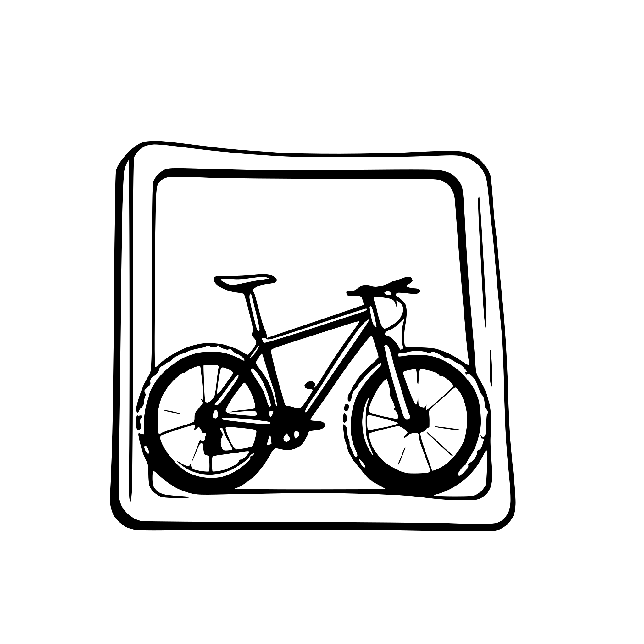 AI-generated SVG of a mountainbike breaking out of a picture frame