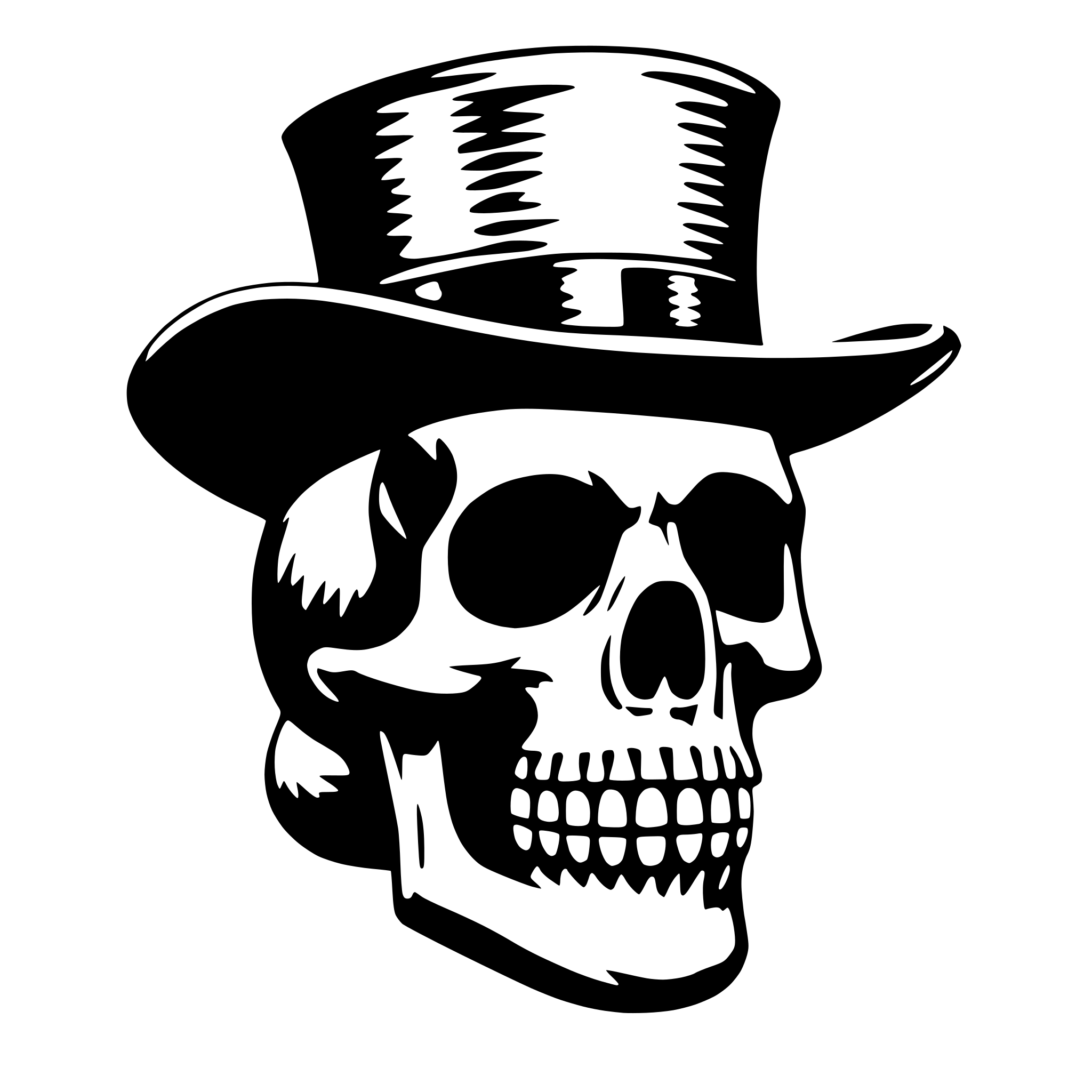 AI-generated SVG of 'a skull with hat cylinder'
