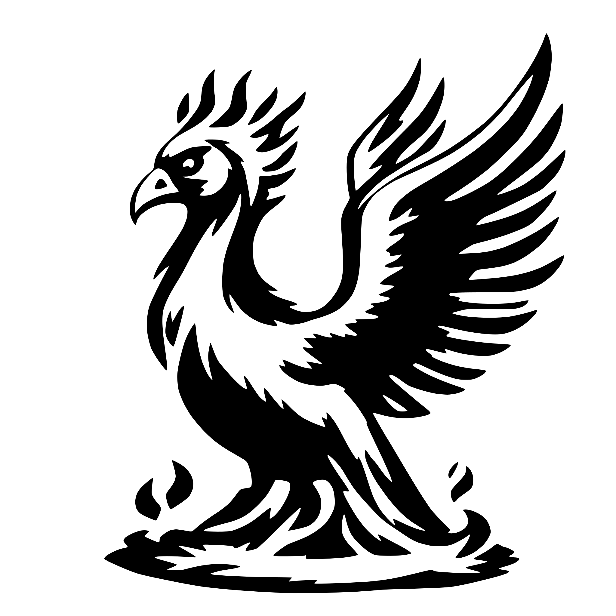 AI-generated SVG of a A phoenix sitting in flames.