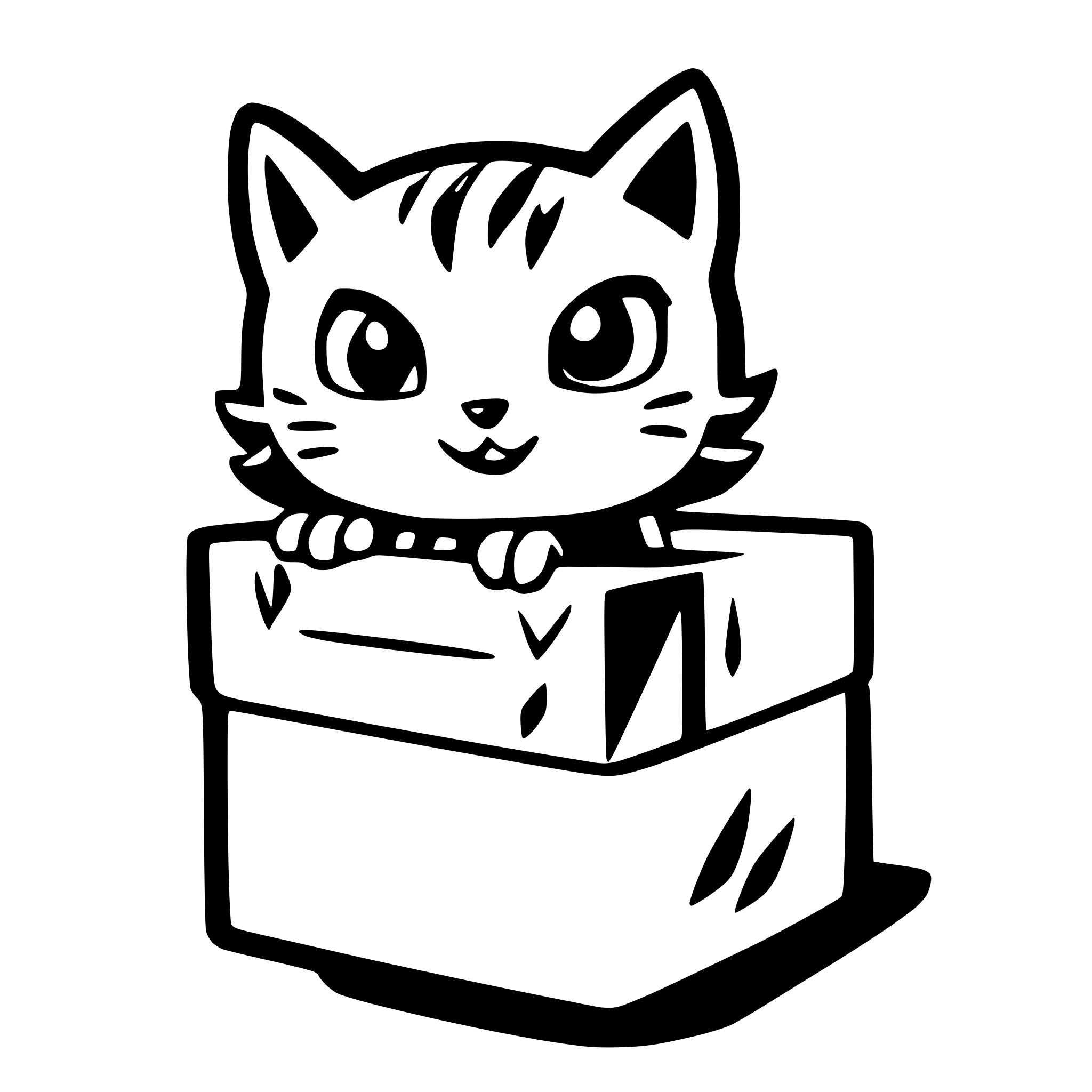 AI-generated SVG of a A little cat on top of a box