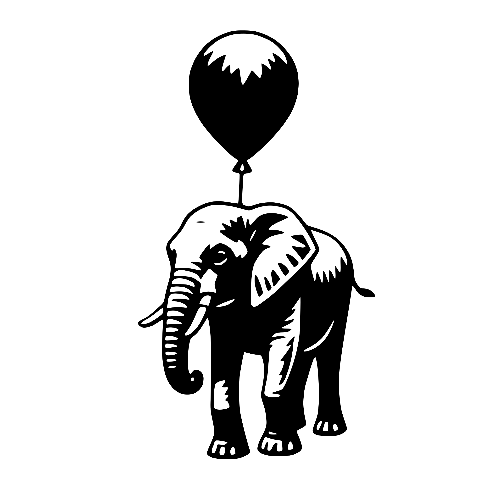 AI-generated SVG of a elephant with balloon