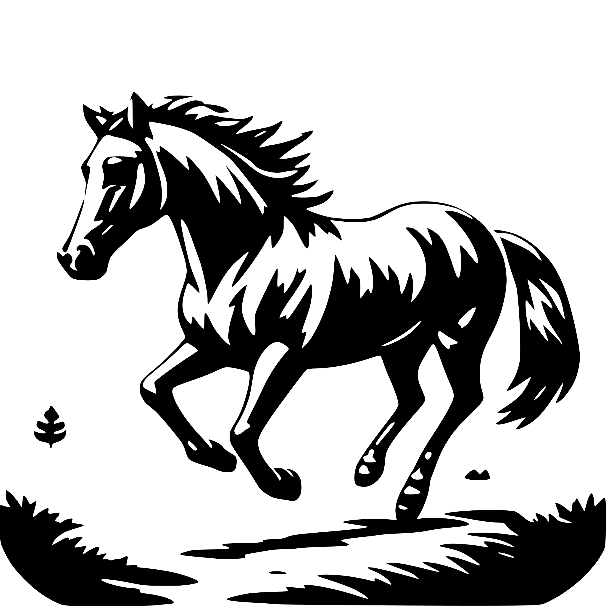 AI-generated SVG of a horse running in nature