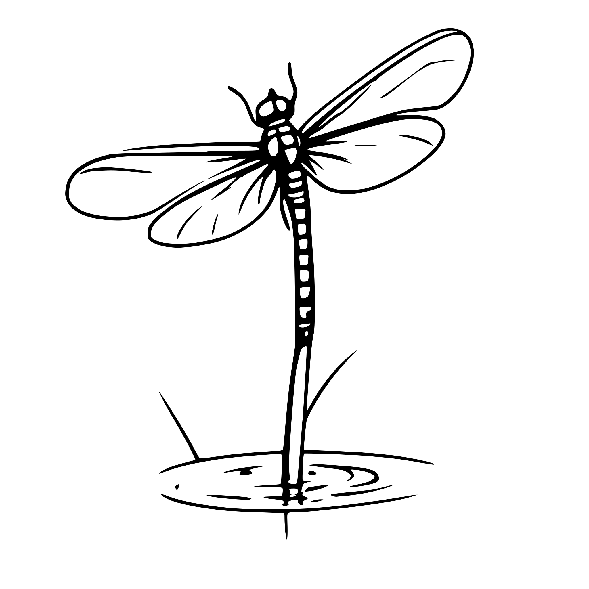 AI-generated SVG of a dragonfly above water