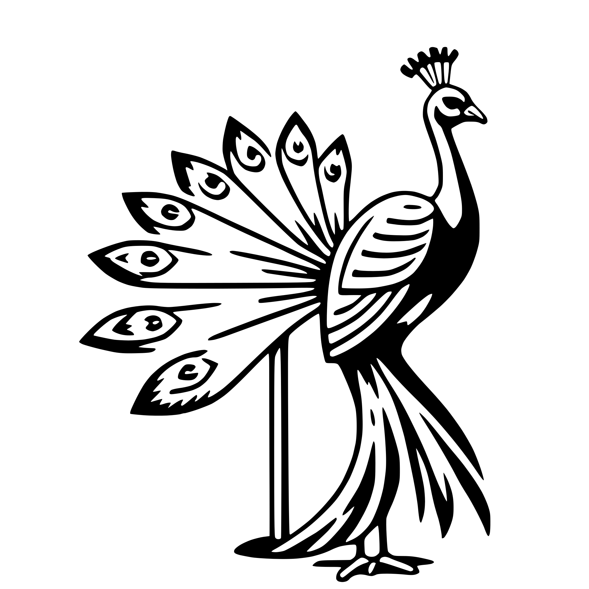 AI-generated SVG of 'peacock with fan'