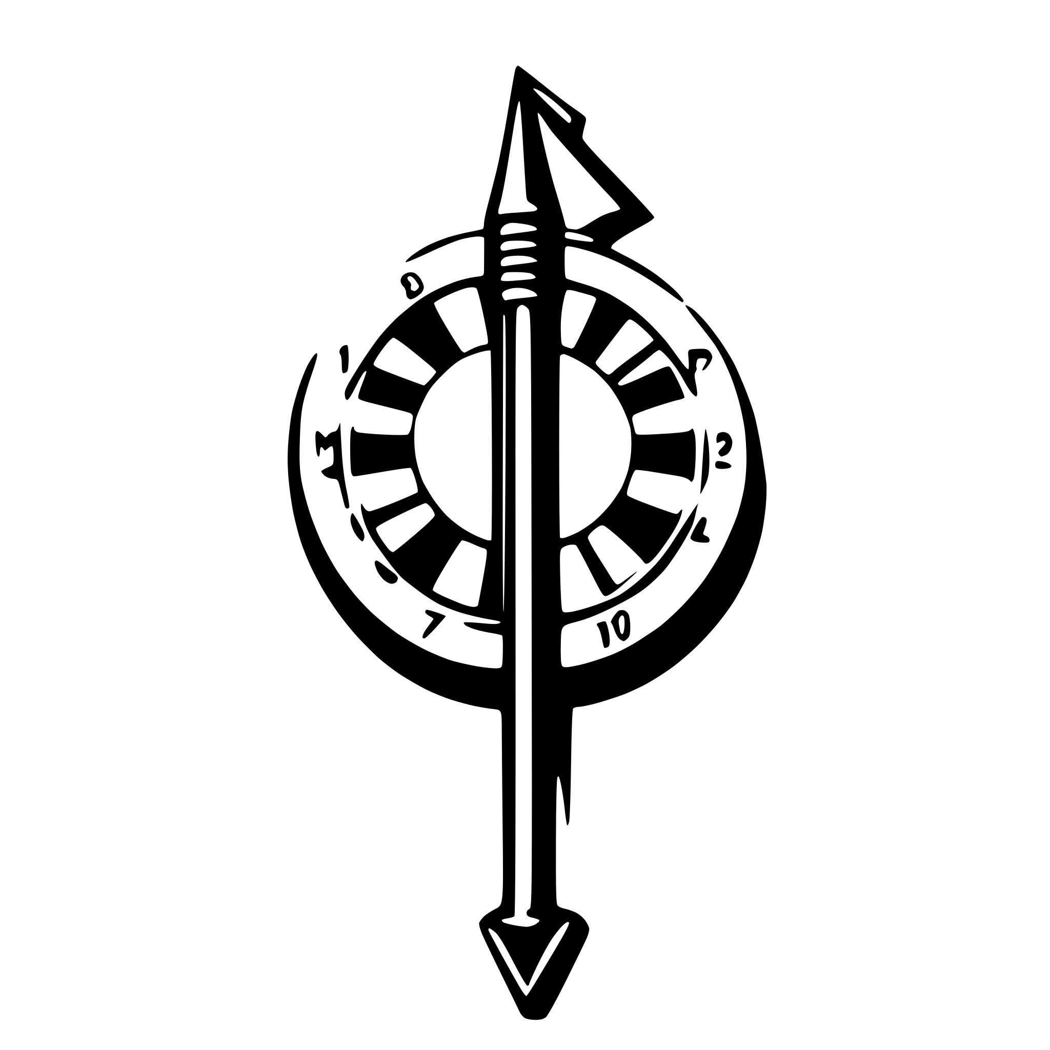 AI-generated SVG of a Darts steel from letters m and p