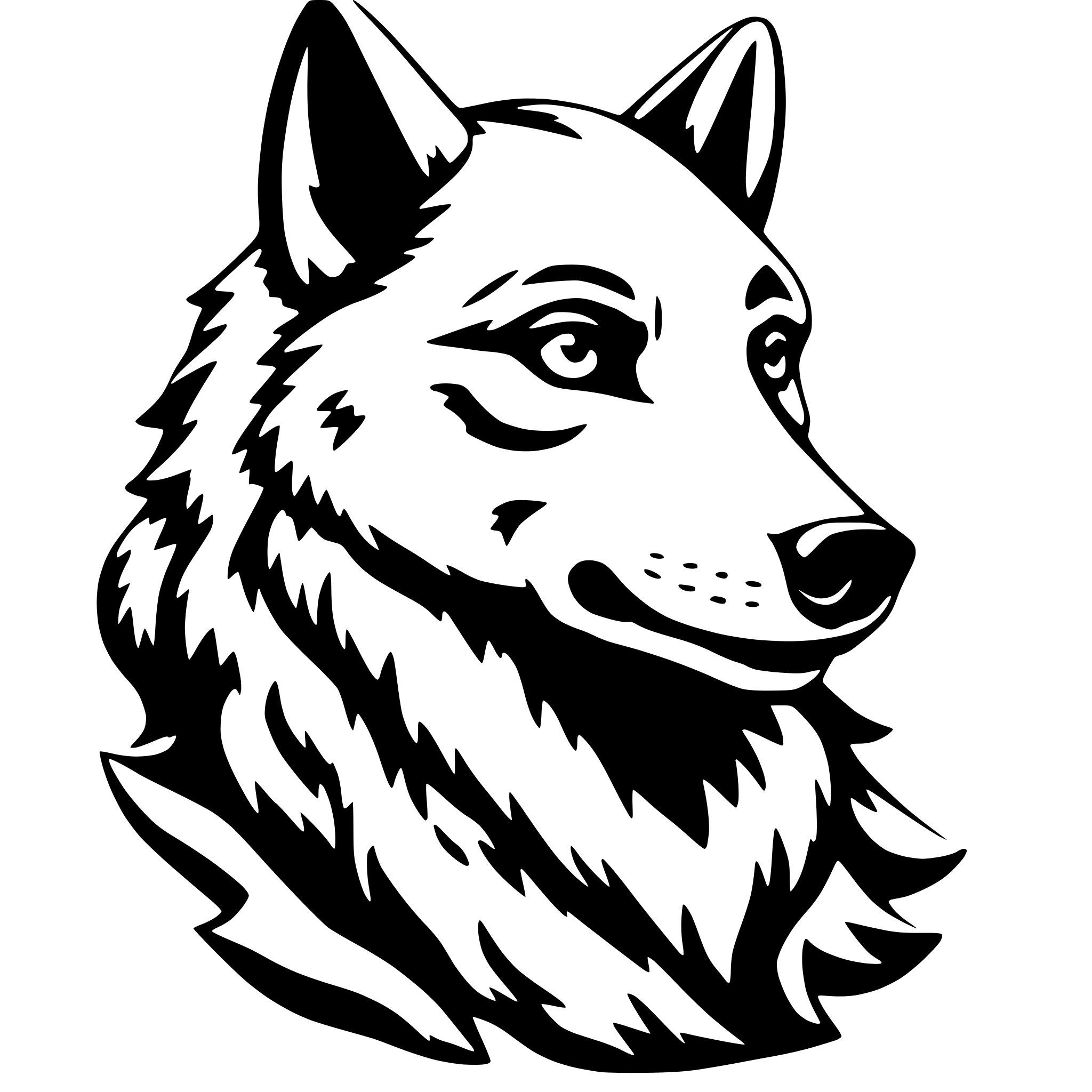 AI-generated SVG of a cute wolf bust